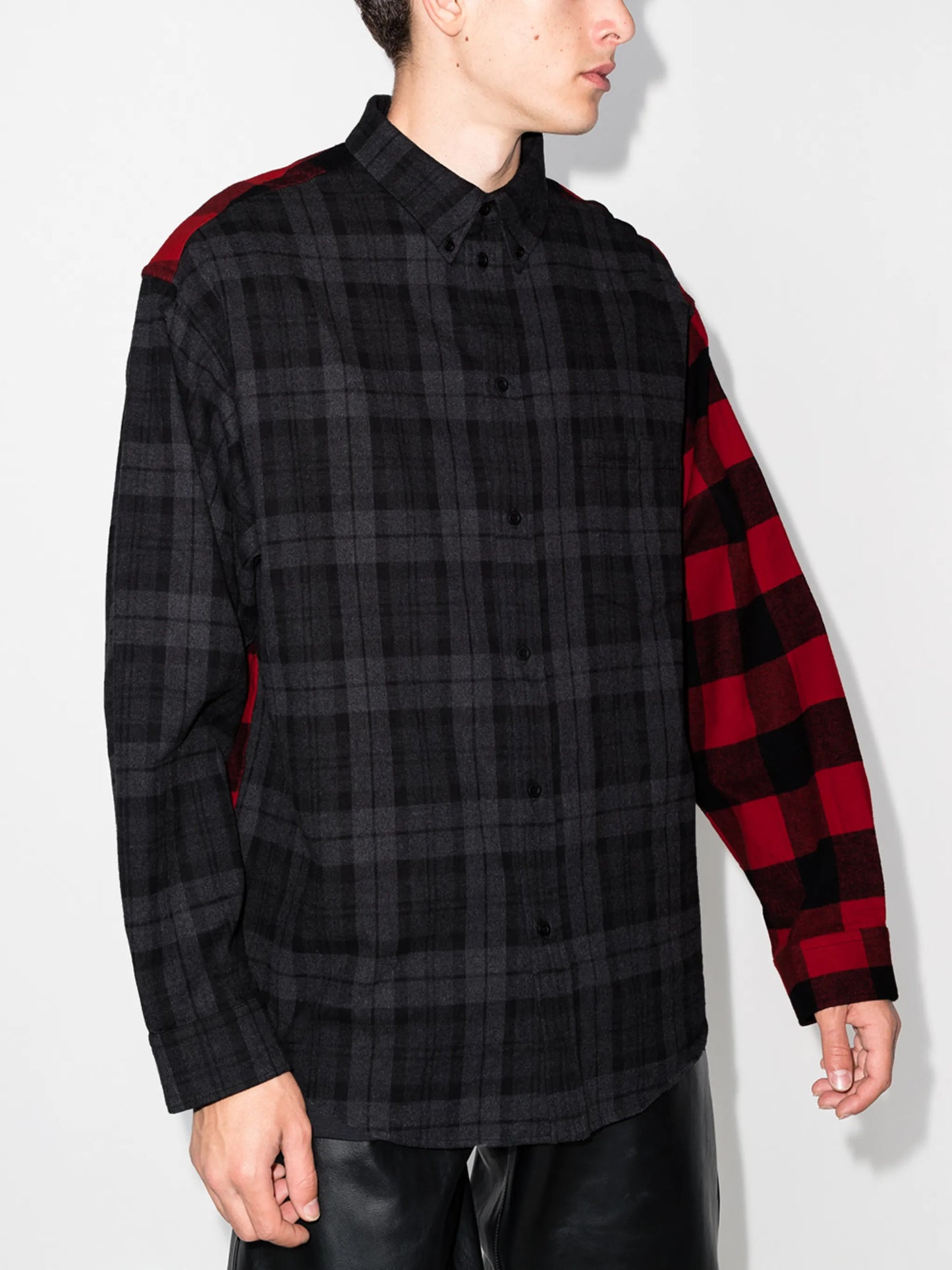 checked patchwork flannel shirt