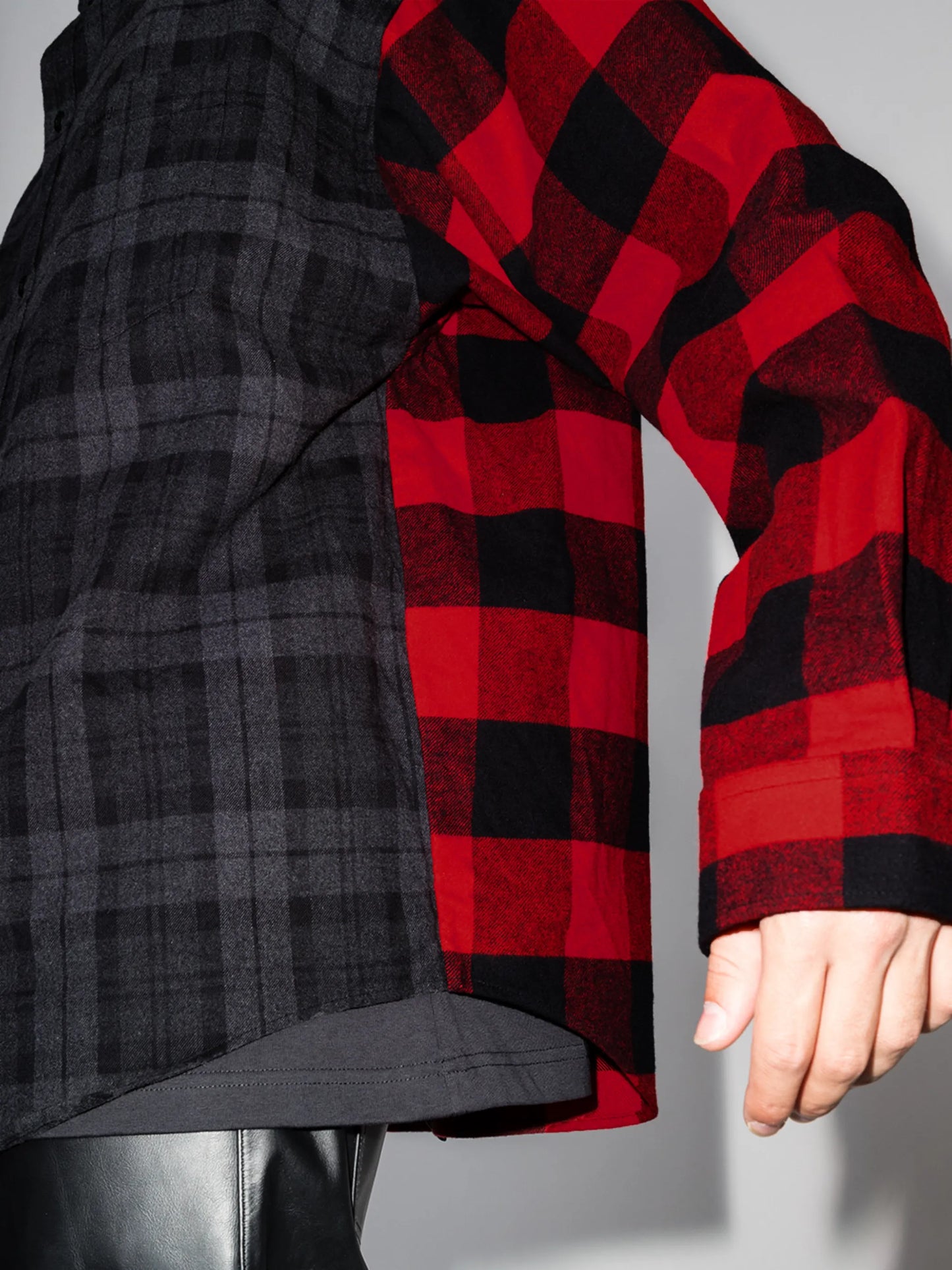 checked patchwork flannel shirt