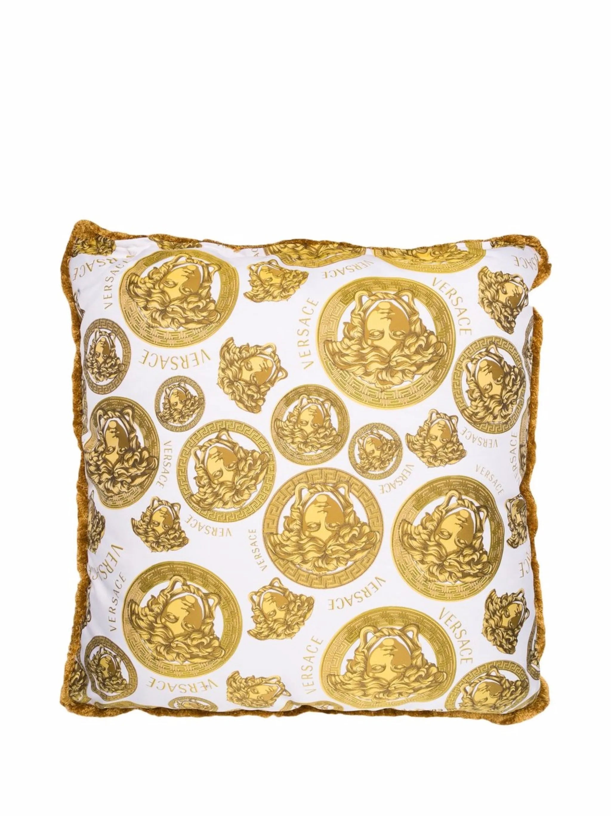 Medusa-head print square cushion