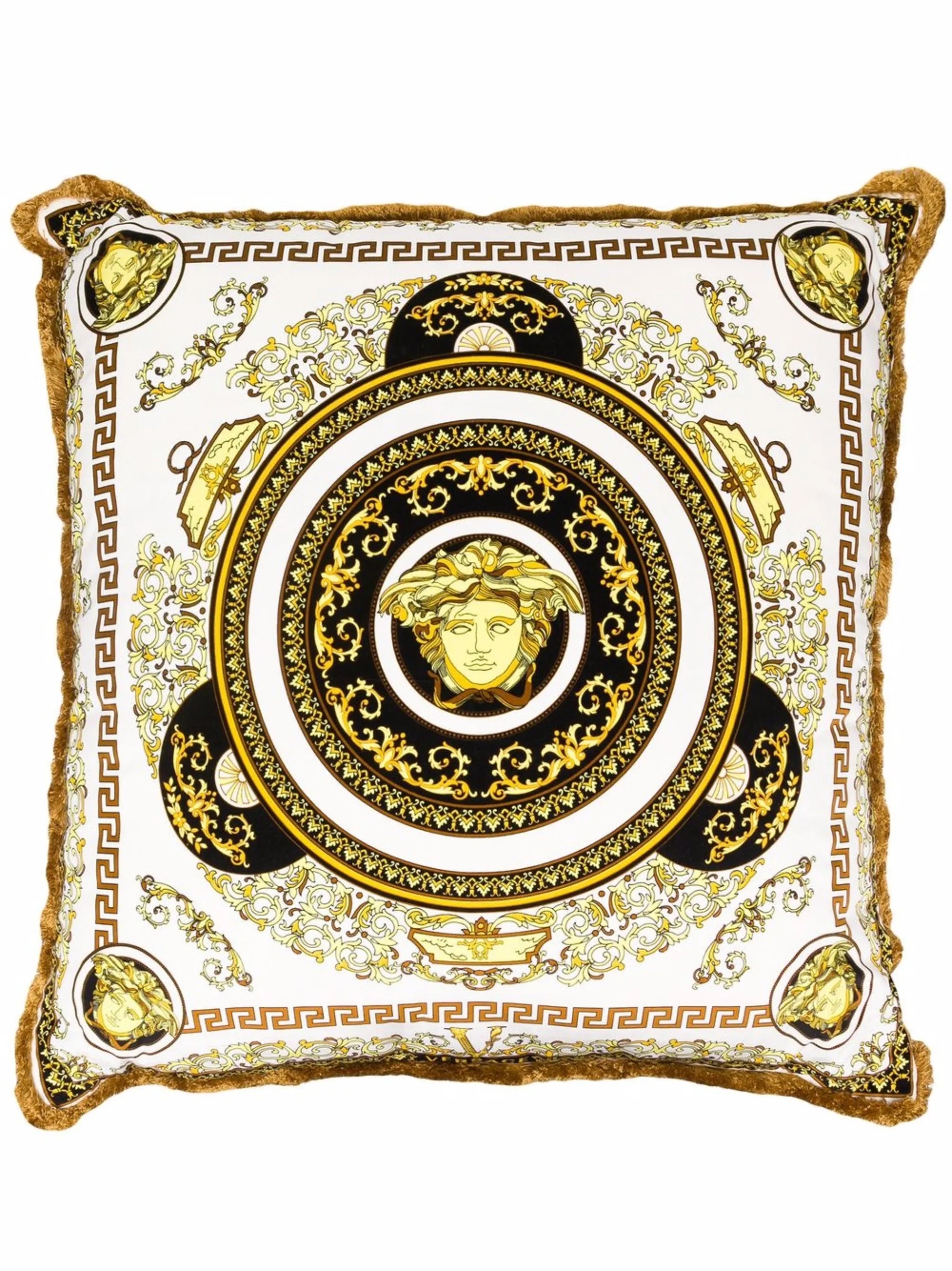 Medusa-head print square cushion