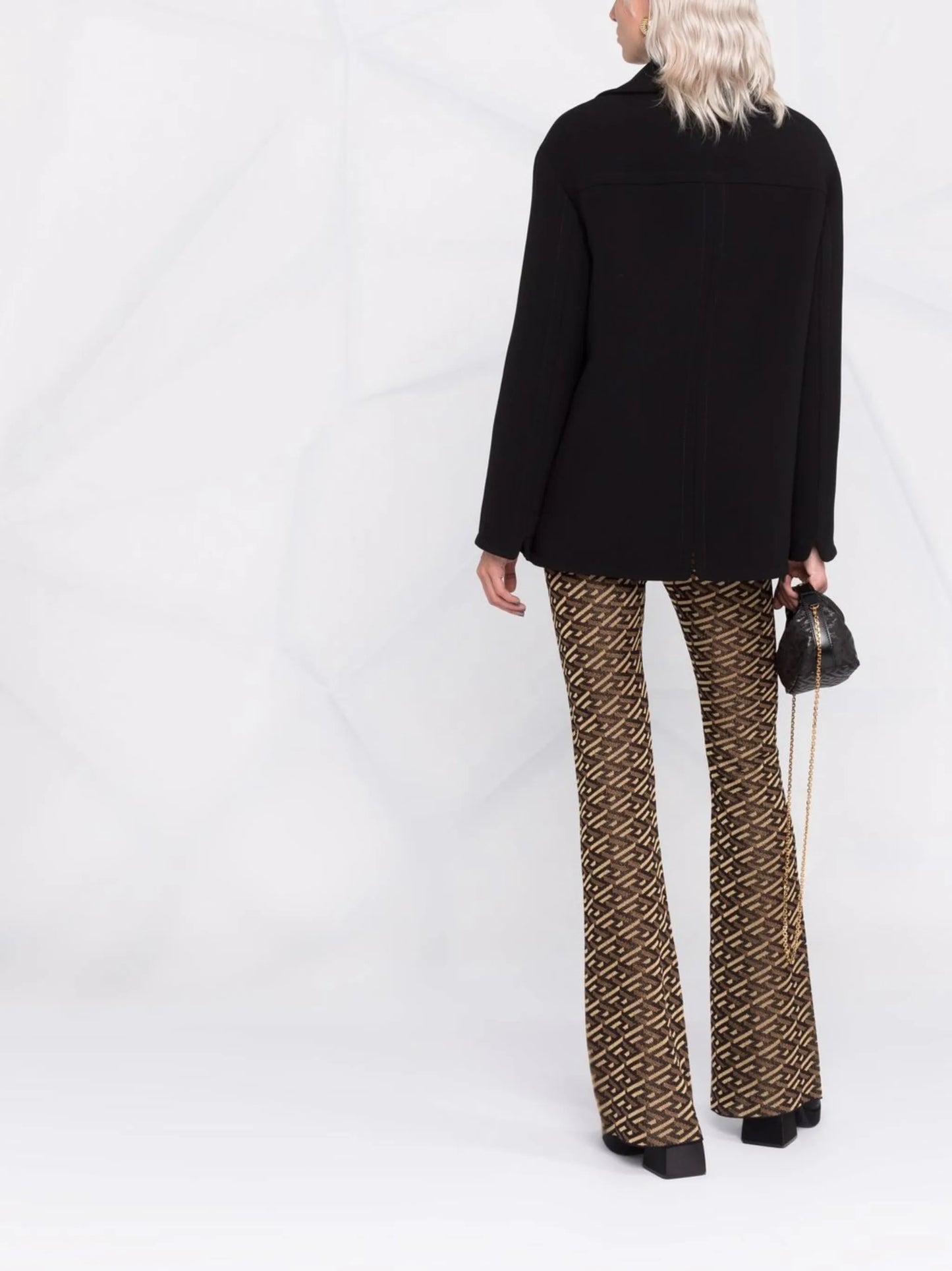 patterned intarsia-knit trousers