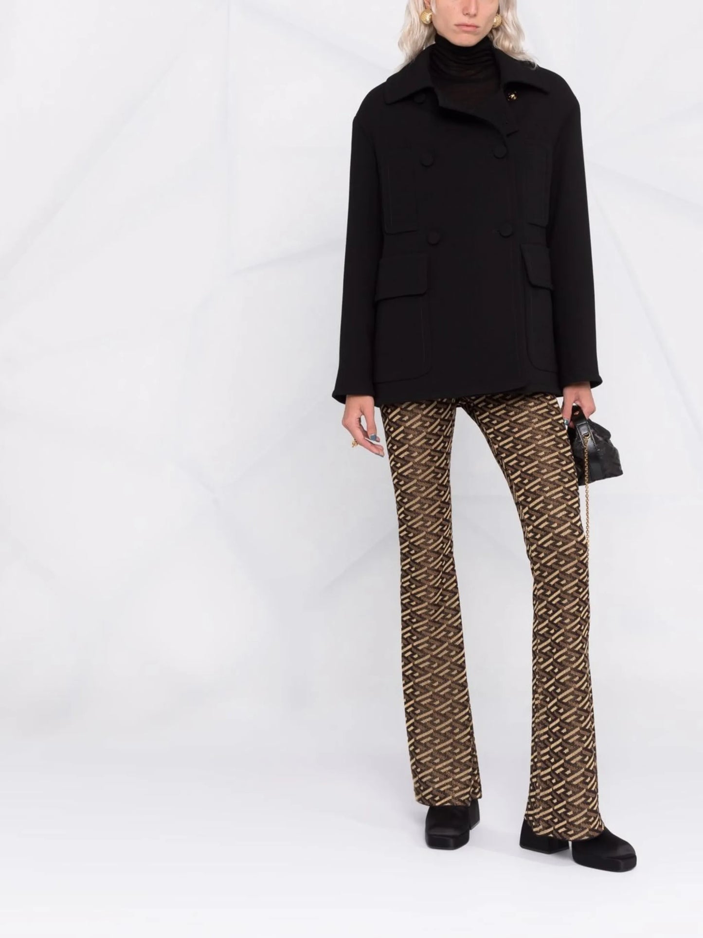 patterned intarsia-knit trousers