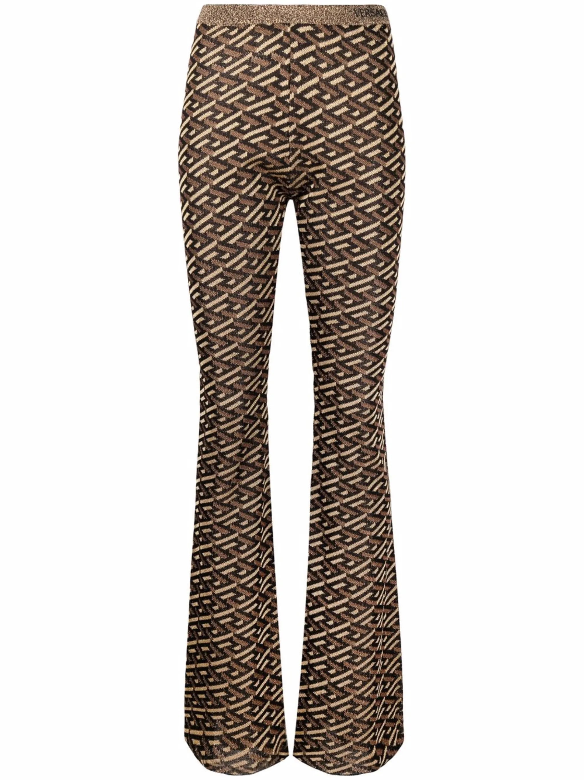 patterned intarsia-knit trousers