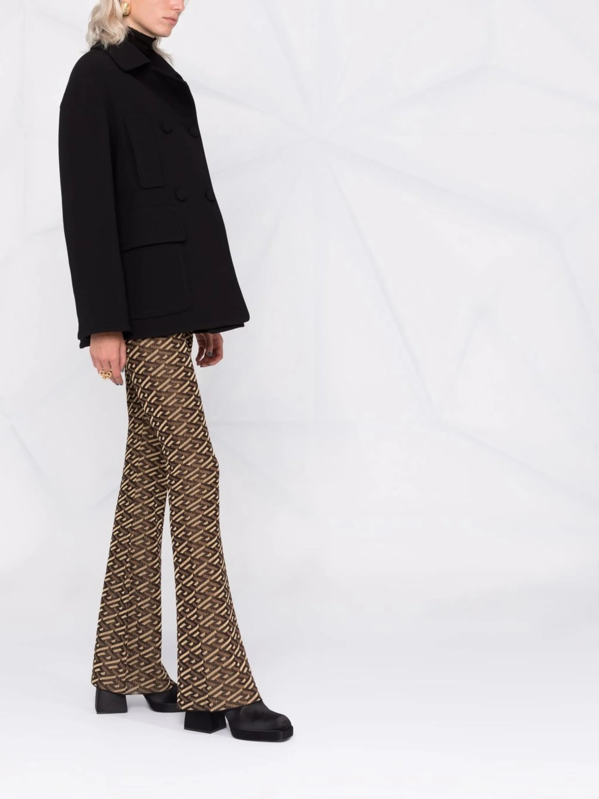 patterned intarsia-knit trousers