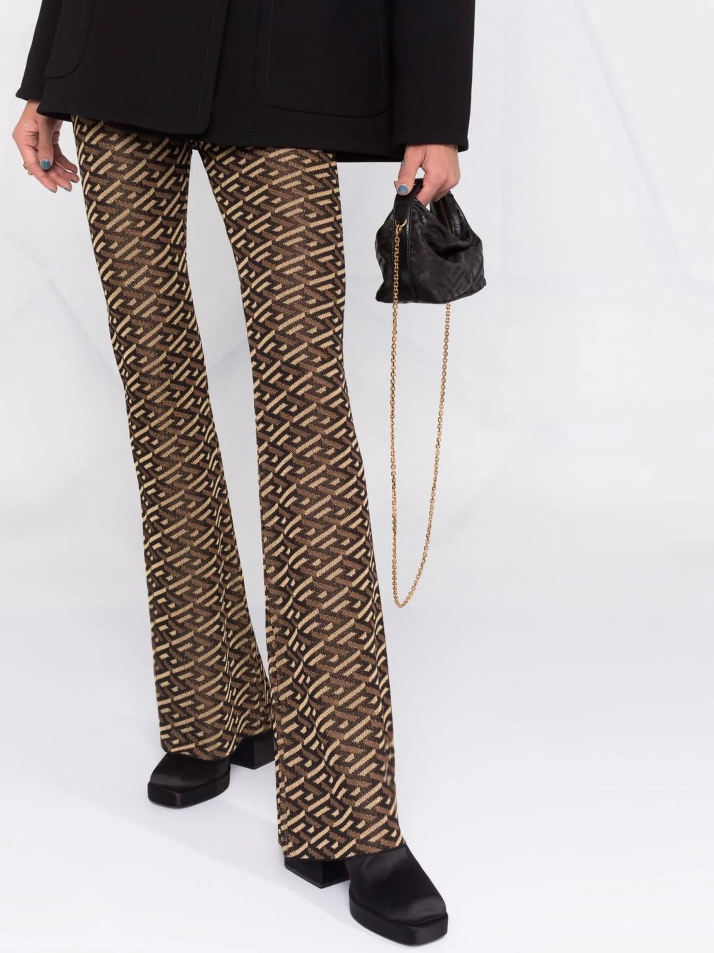 patterned intarsia-knit trousers