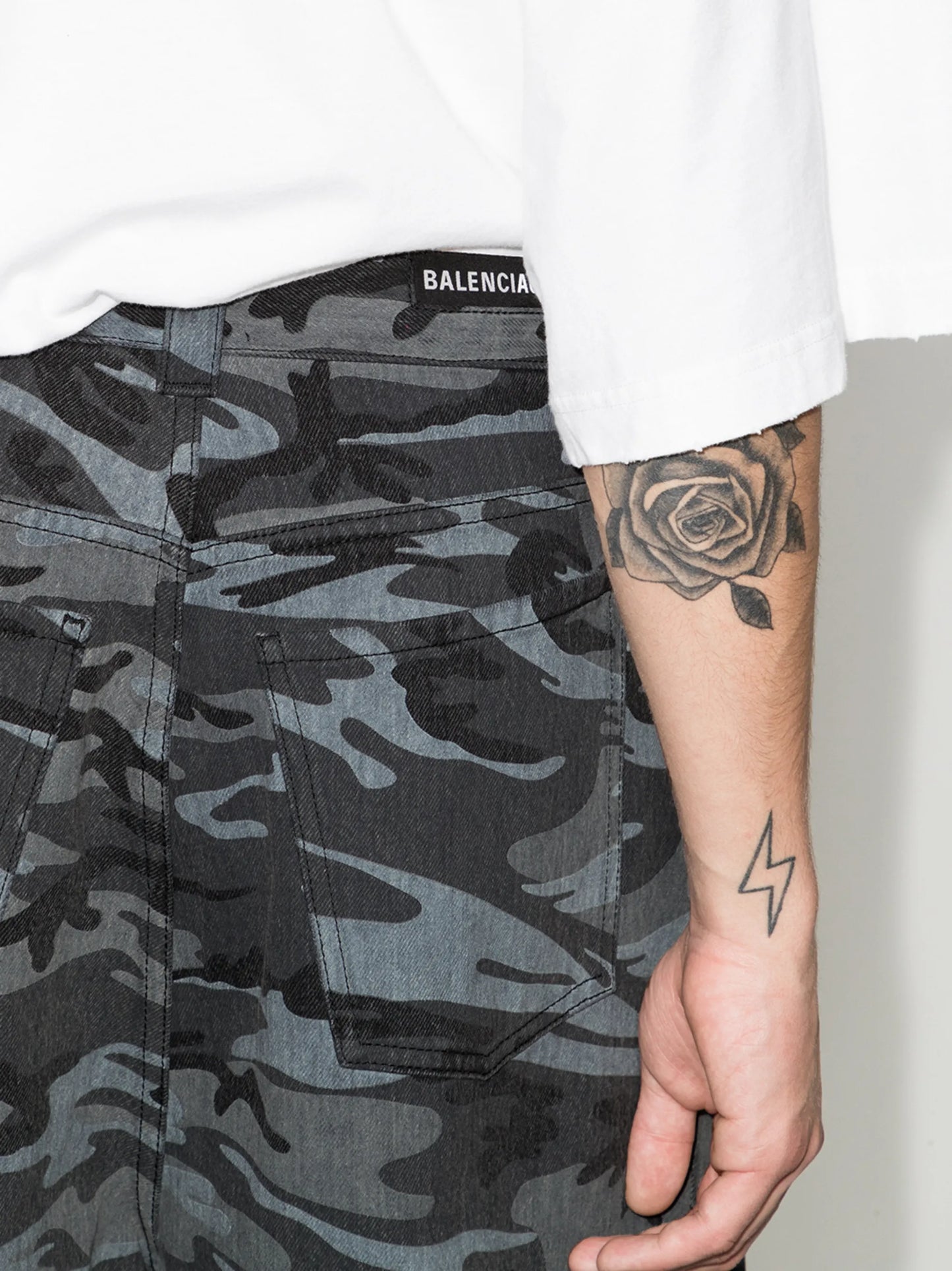 camo print dropped crotch shorts