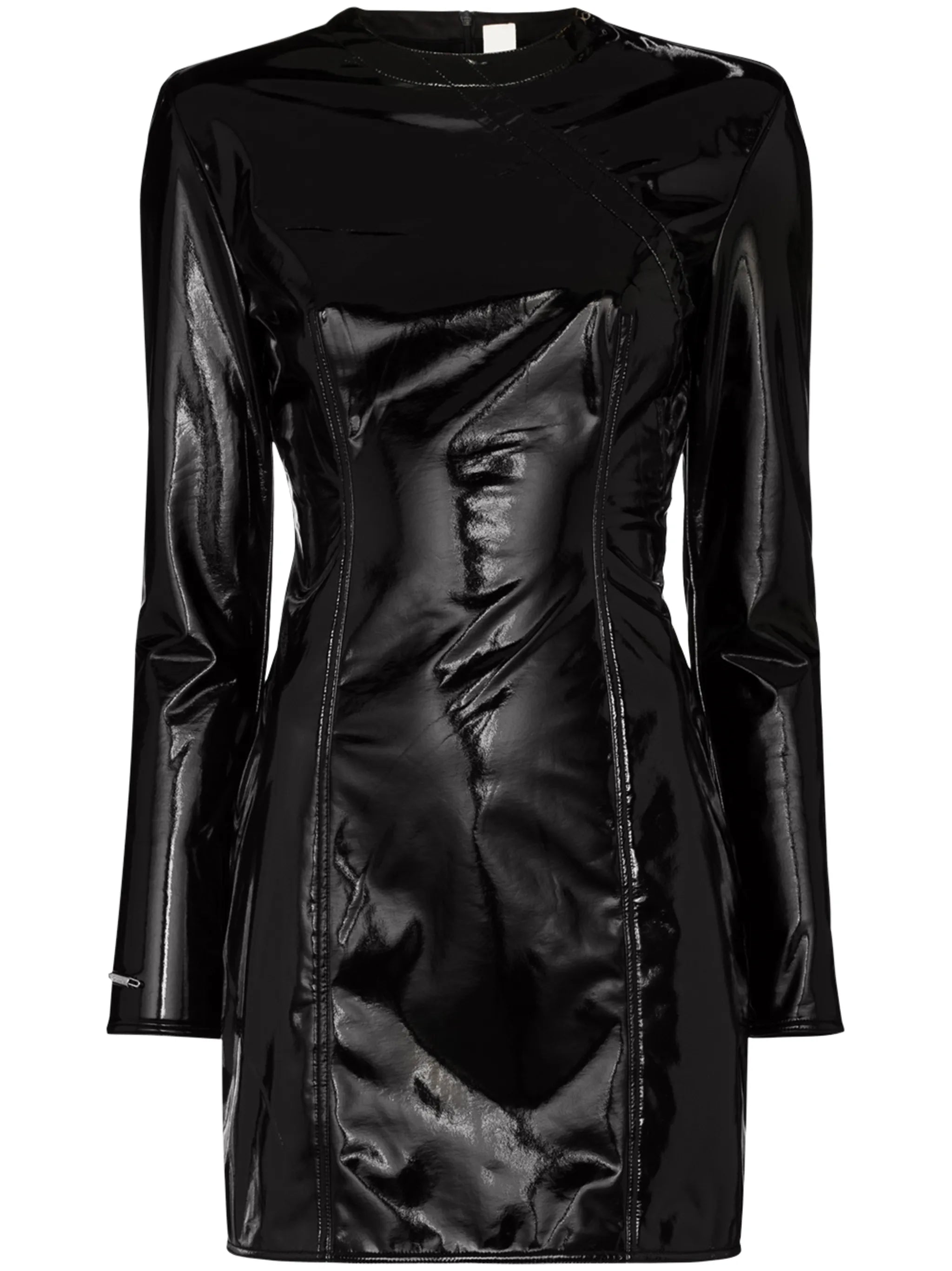 Qipao patent-leather mini dress