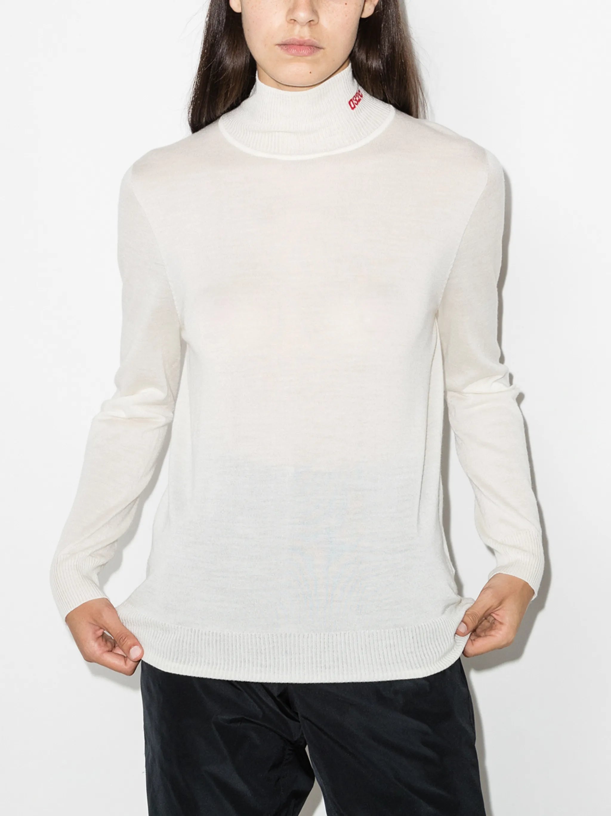 logo-embroidered roll-neck jumper