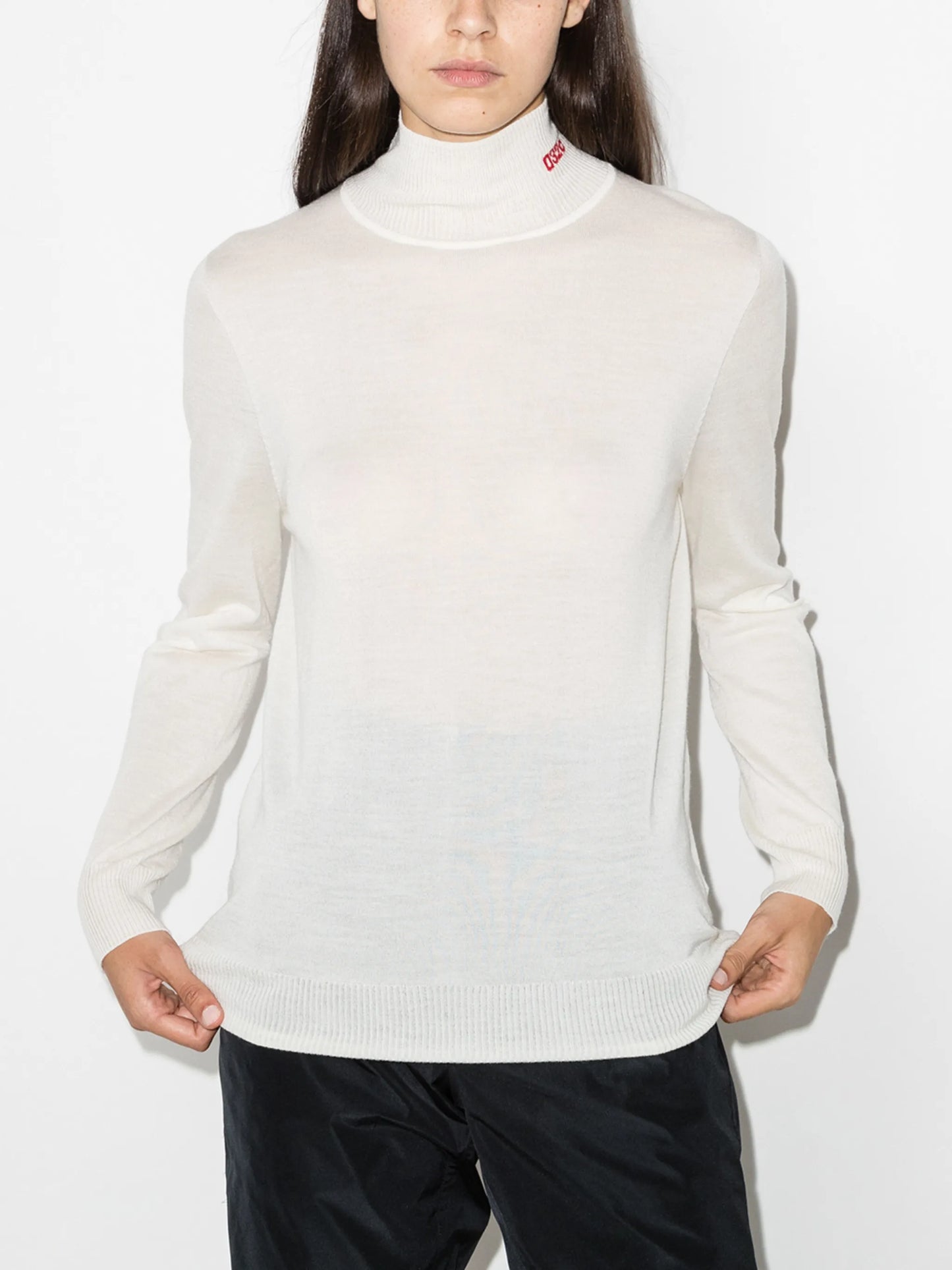 logo-embroidered roll-neck jumper
