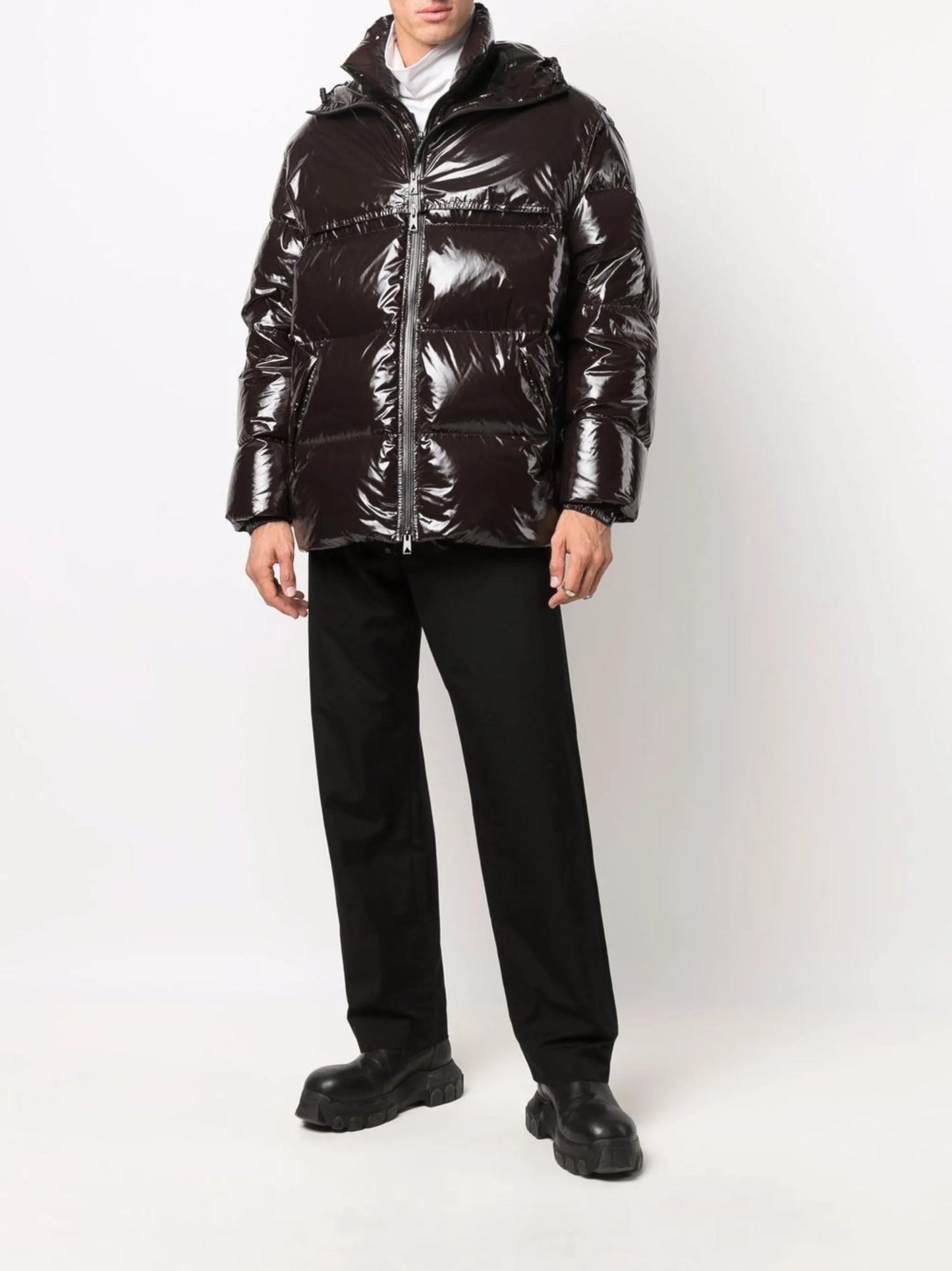 high-shine puffer jacket