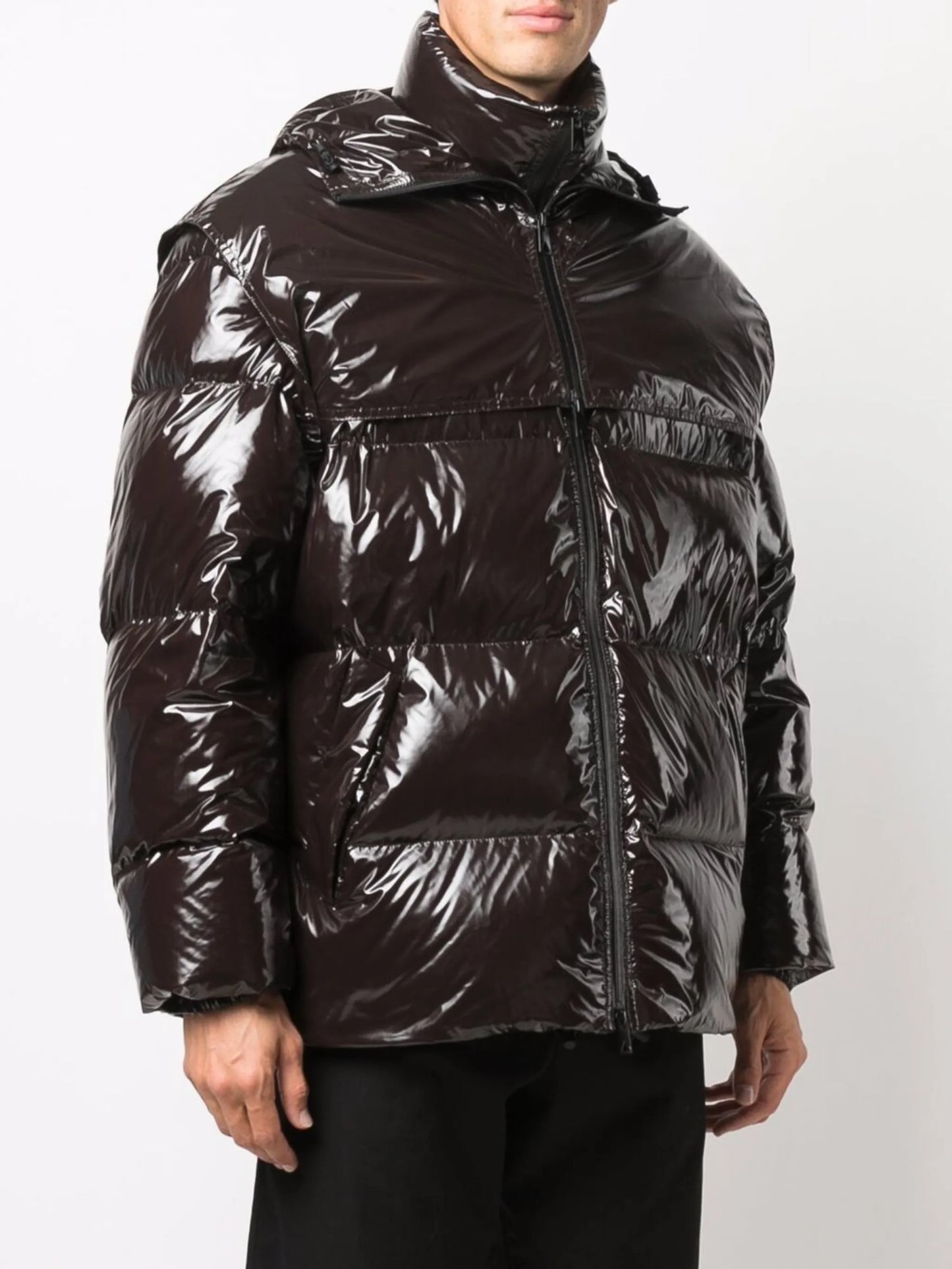 high-shine puffer jacket