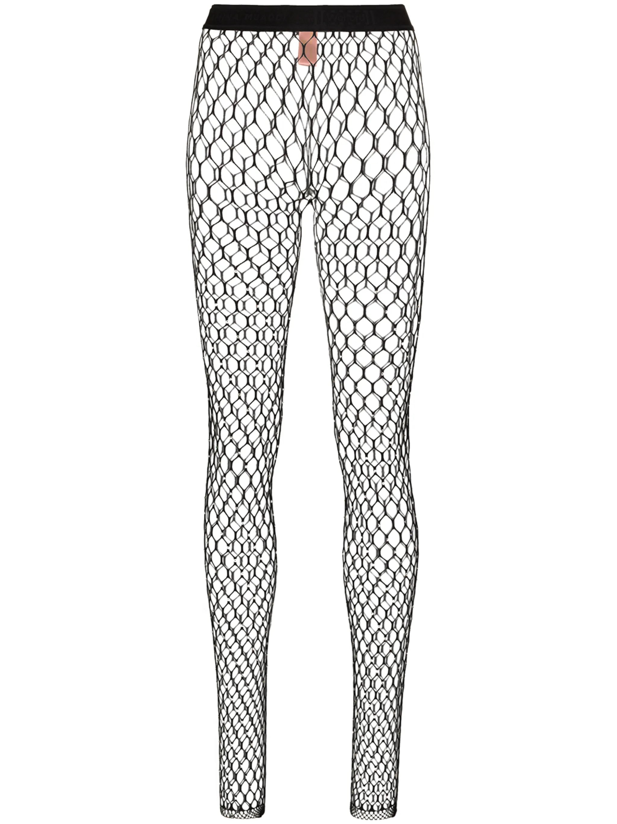 x Amina Muaddi crystal-embellished net tights