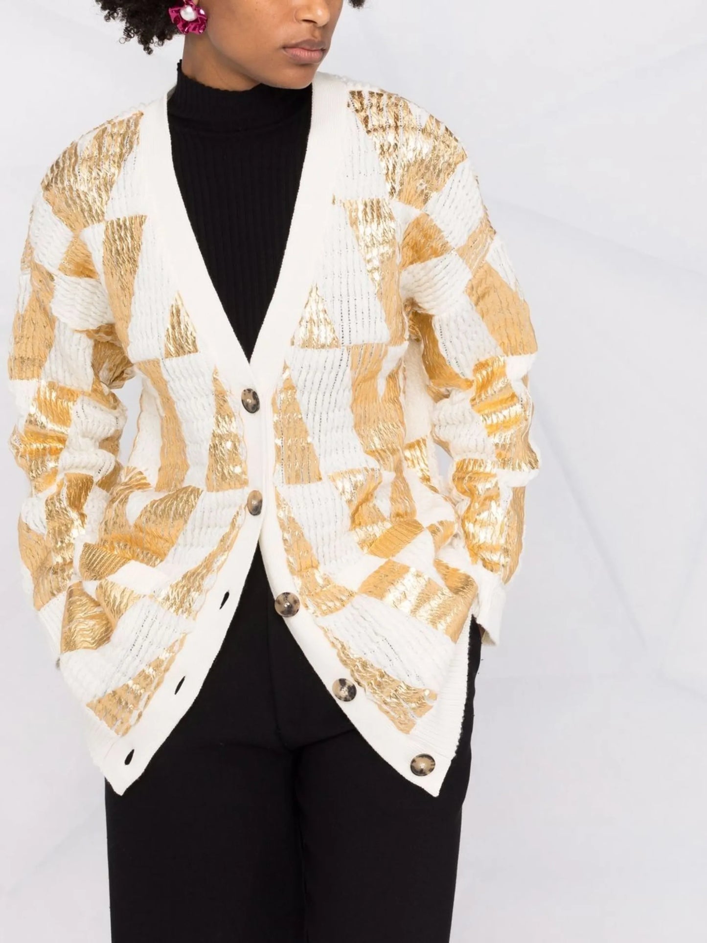 intarsia-logo wool cardigan