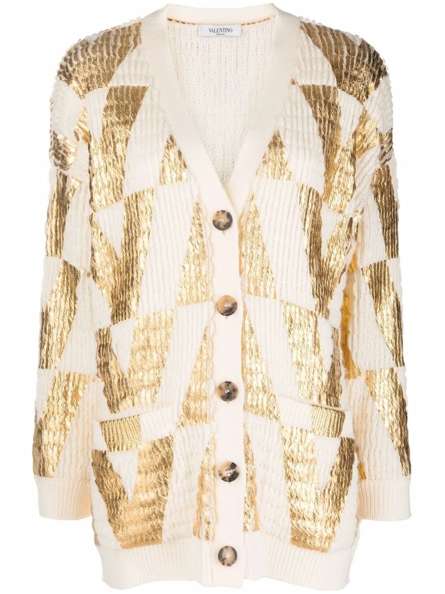 intarsia-logo wool cardigan