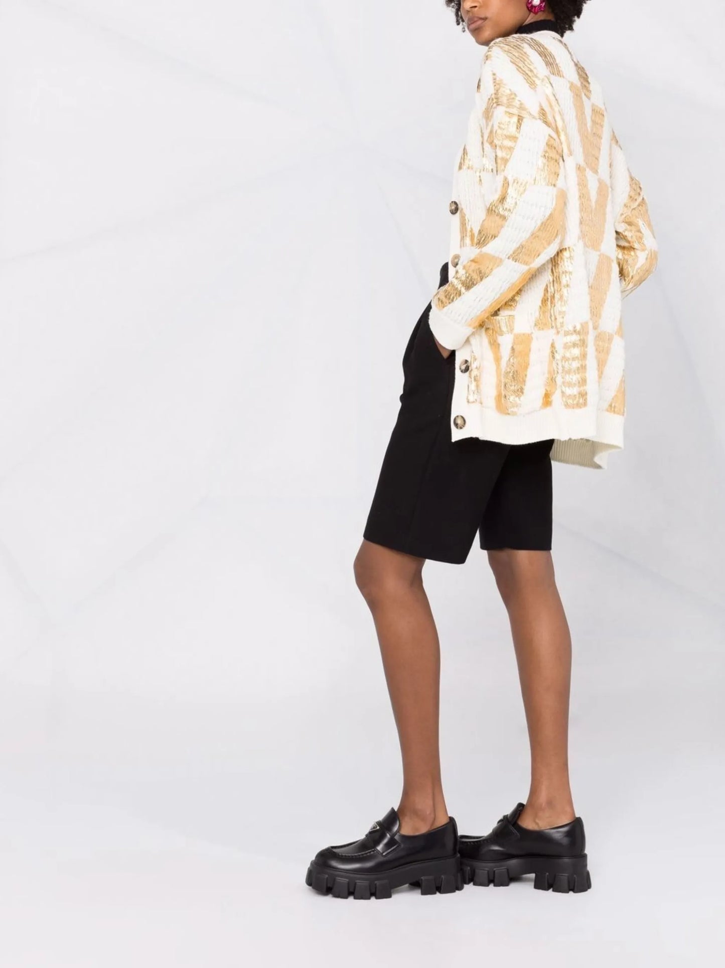 intarsia-logo wool cardigan
