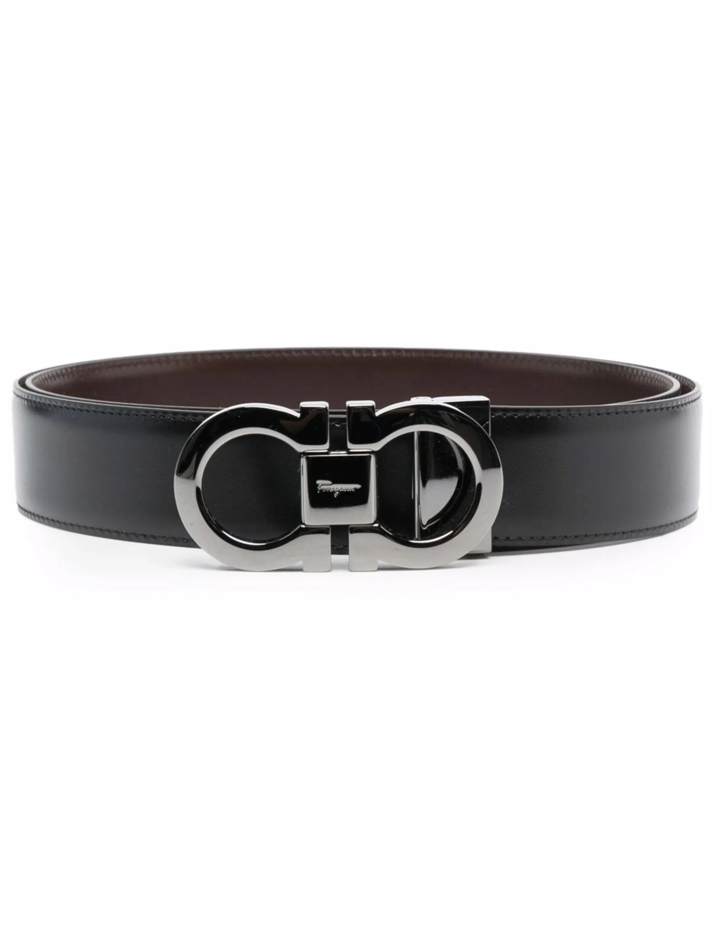Gancini buckle leather belt