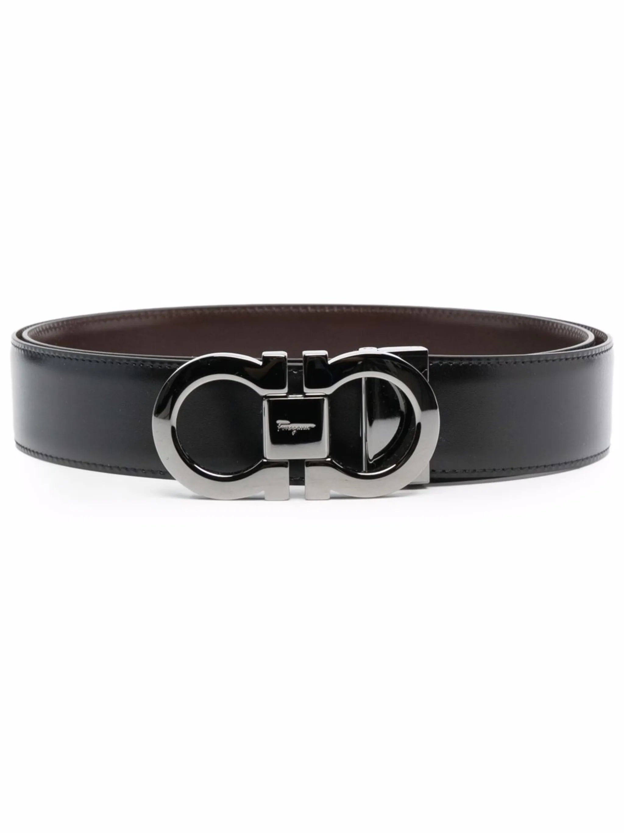 Gancini logo-buckle leather belt