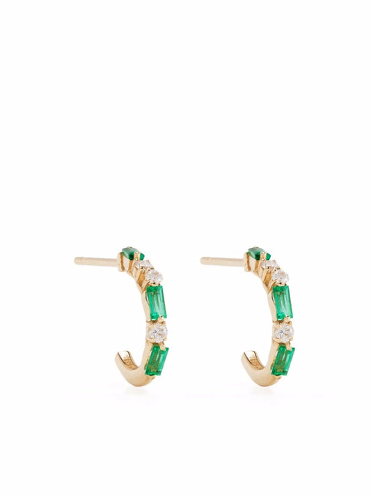 18kt yellow gold emerald and diamond earrings
