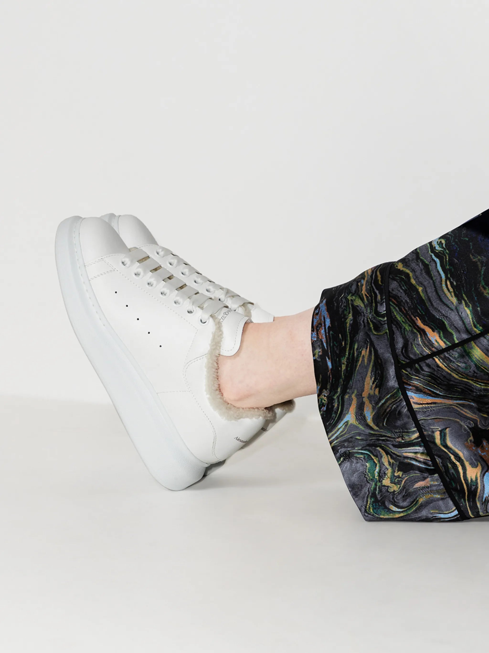 Oversized shearling-lining sneakers