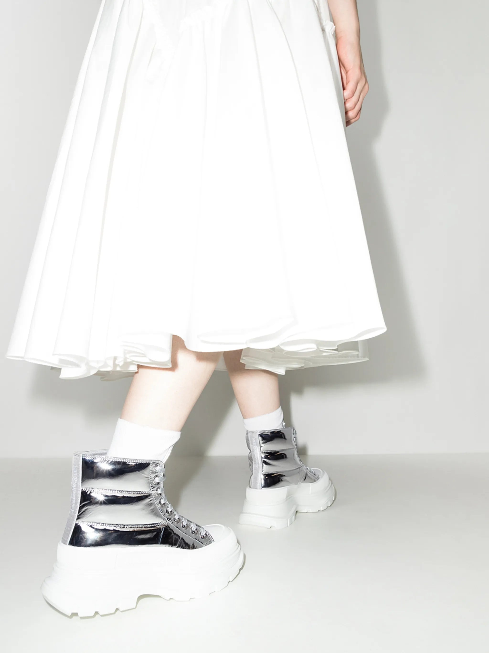 metallic Thread Slick combat boots