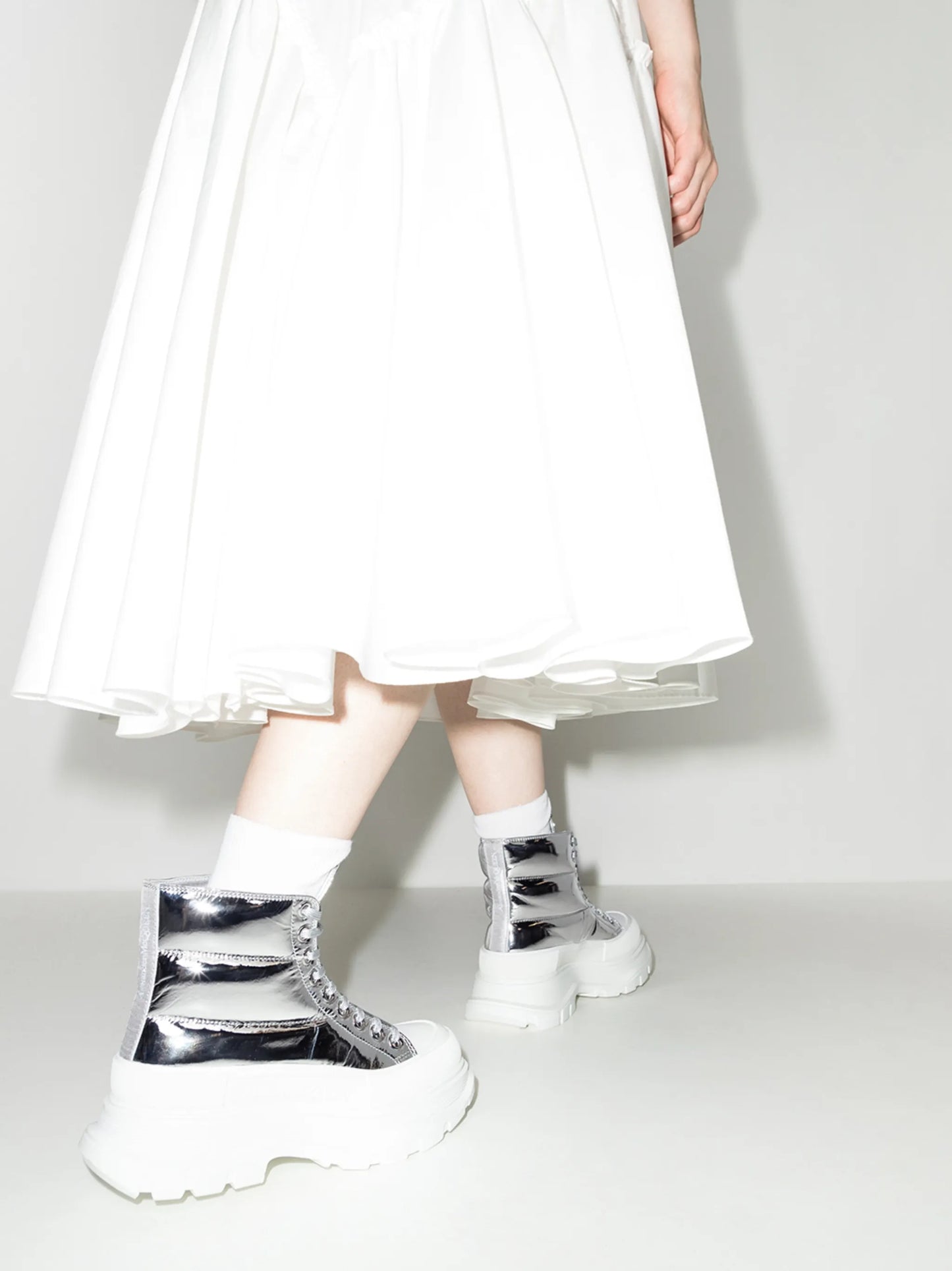 metallic Thread Slick combat boots