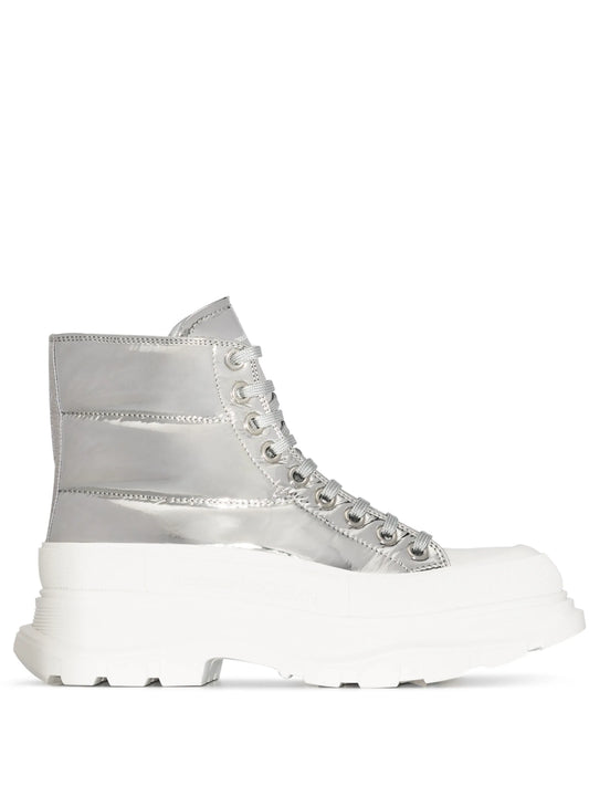 metallic Thread Slick combat boots