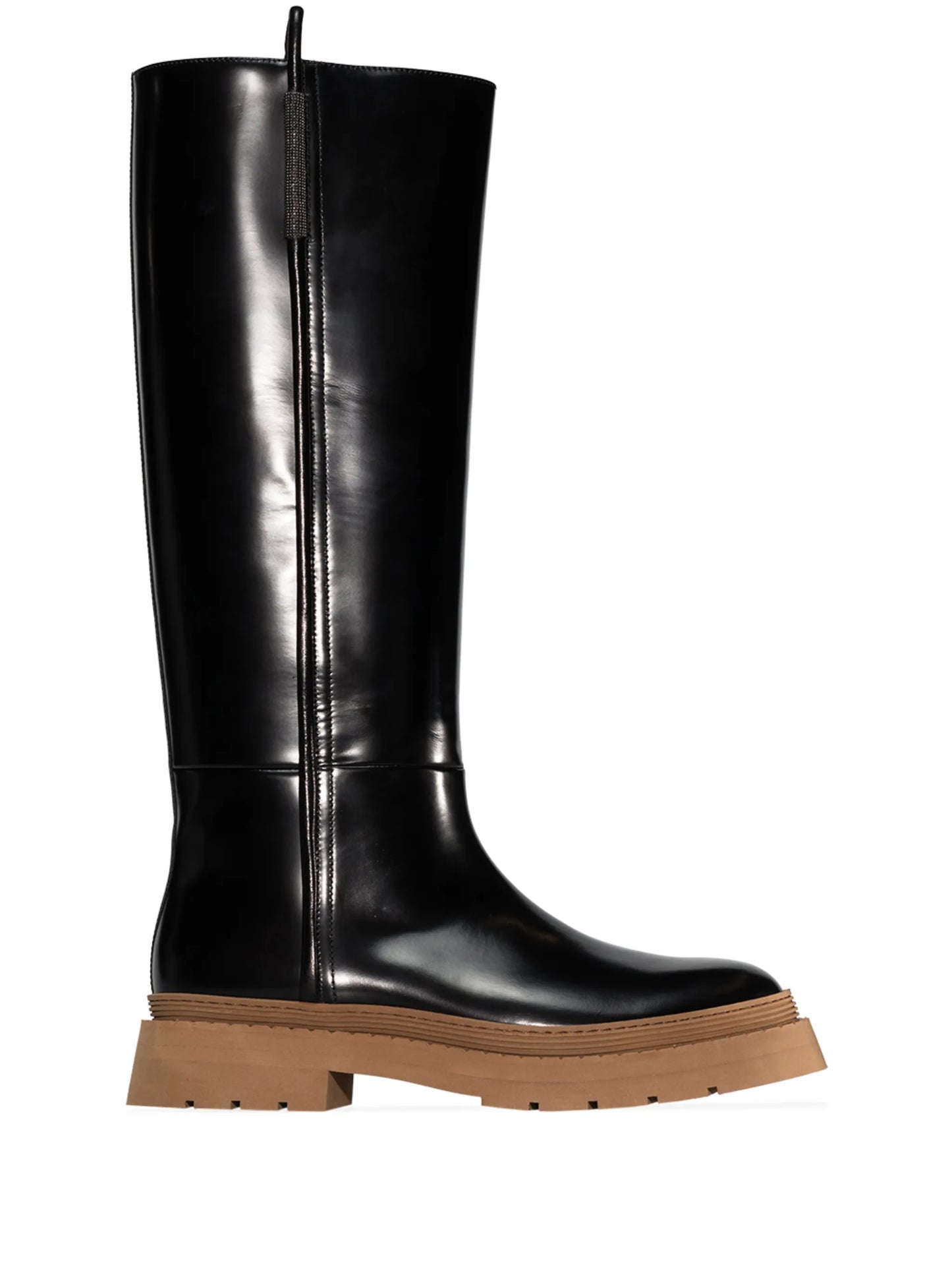 knee-high lug-sole leather boots