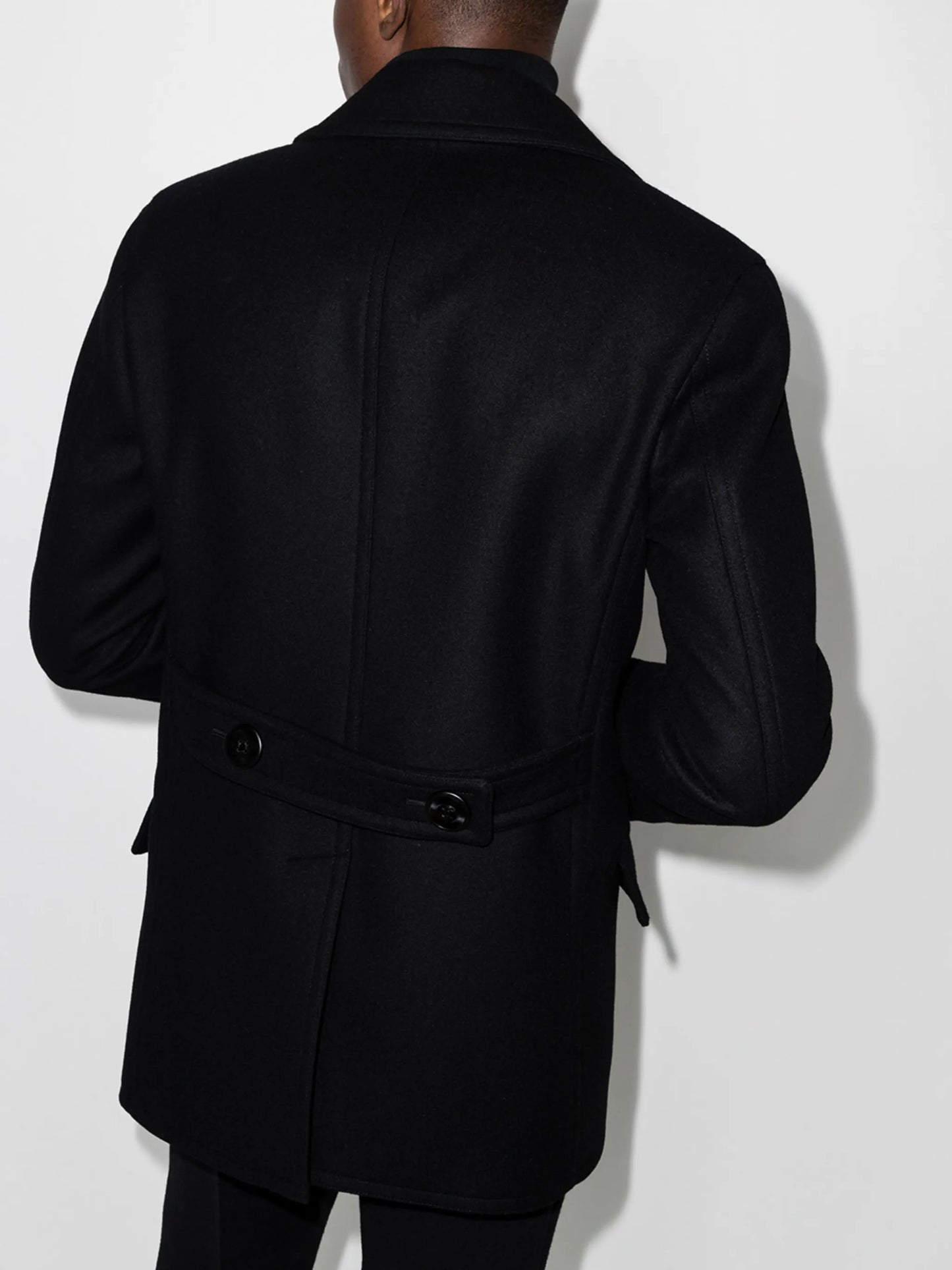 double-breasted buckled coat