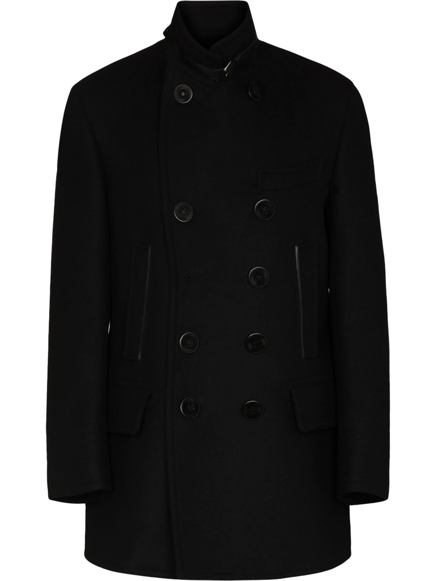 double-breasted buckled coat