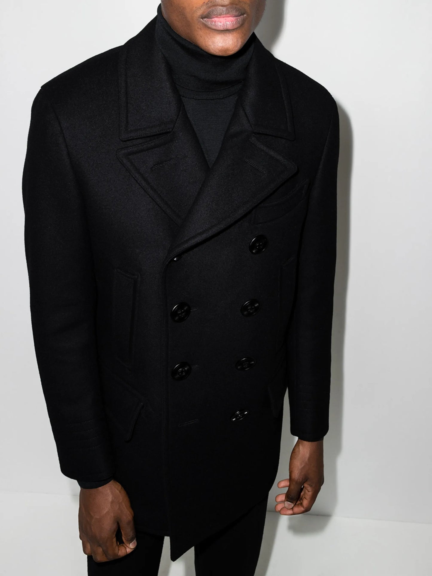 double-breasted buckled coat