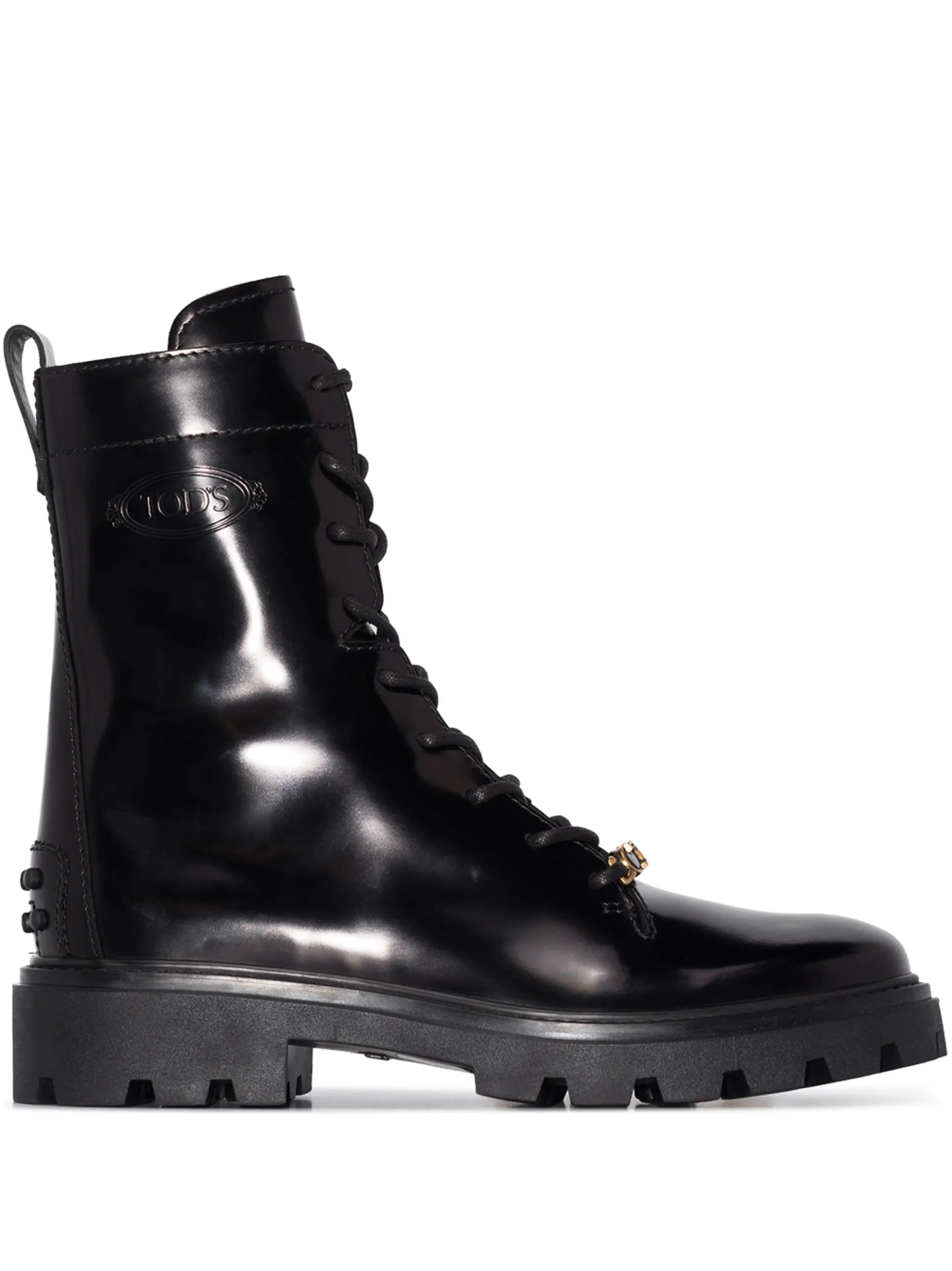 logo-plaque leather boots