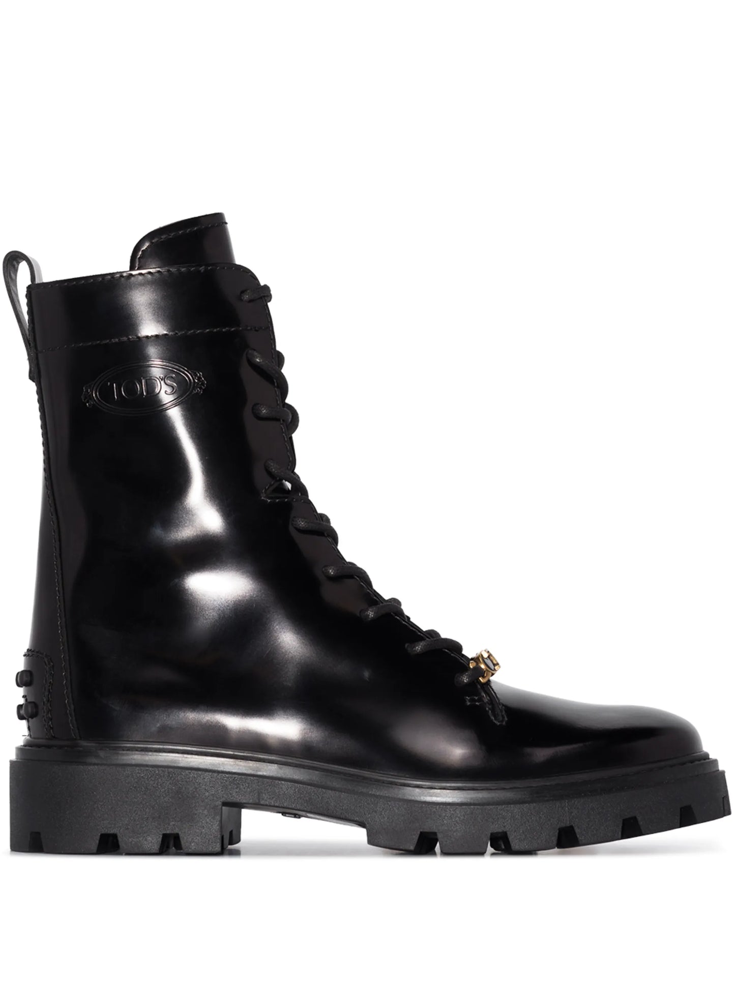 logo-plaque leather boots