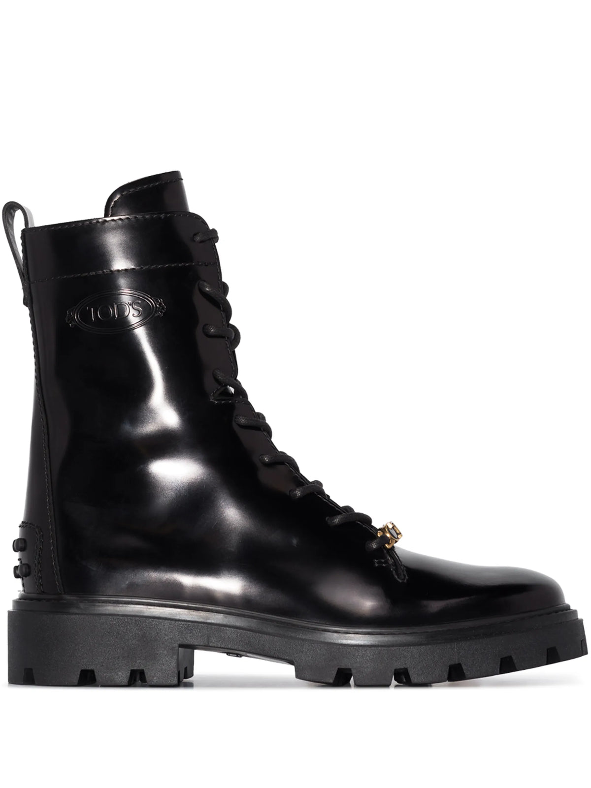 logo-plaque leather boots