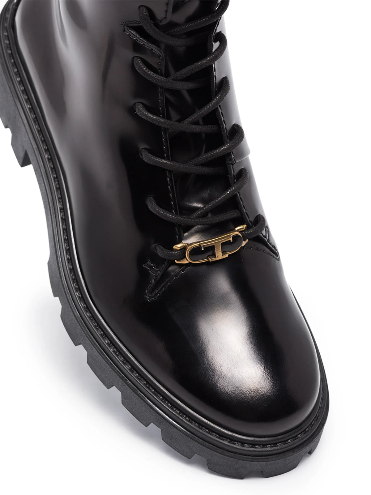 logo-plaque leather boots