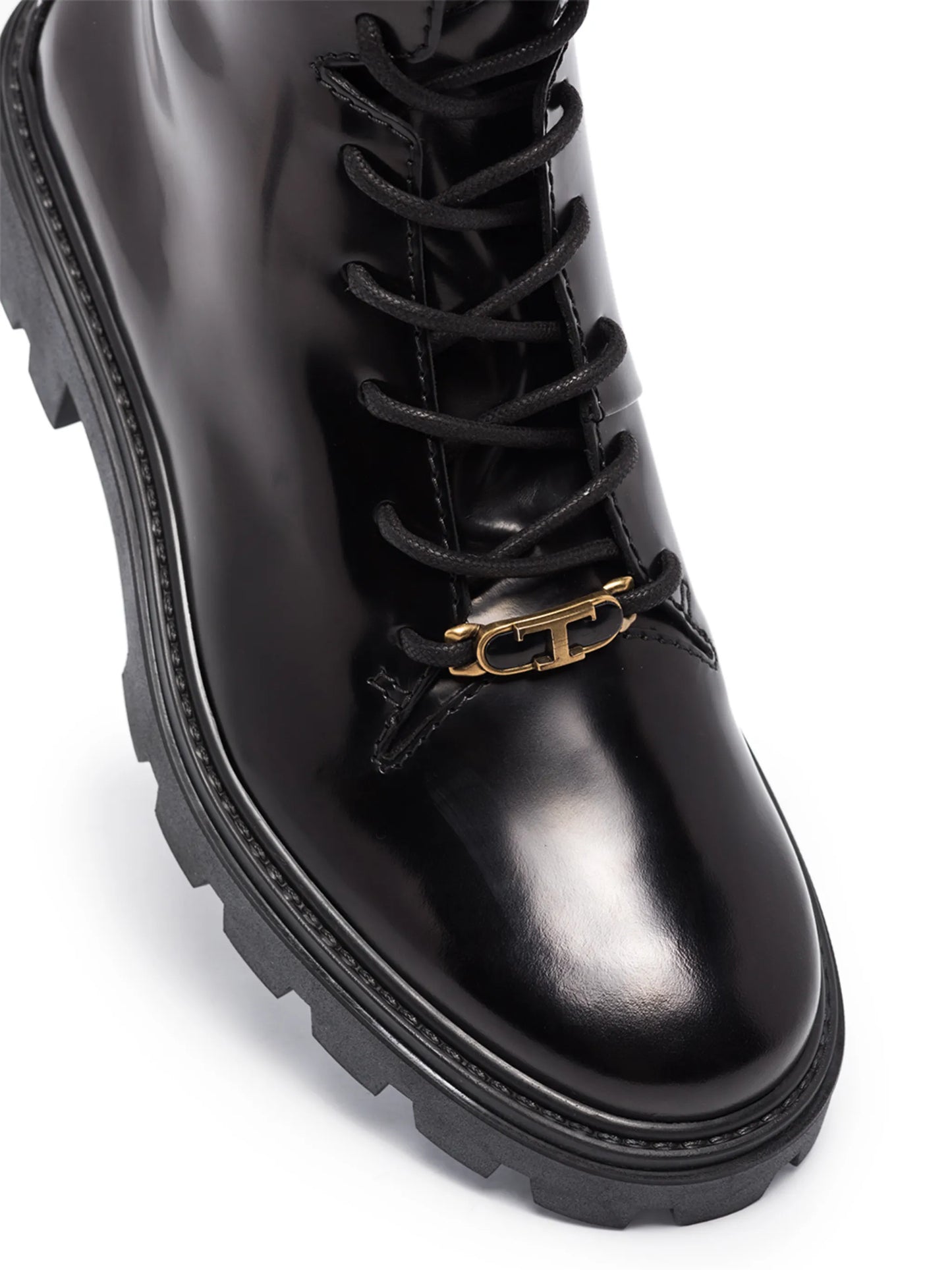 logo-plaque leather boots