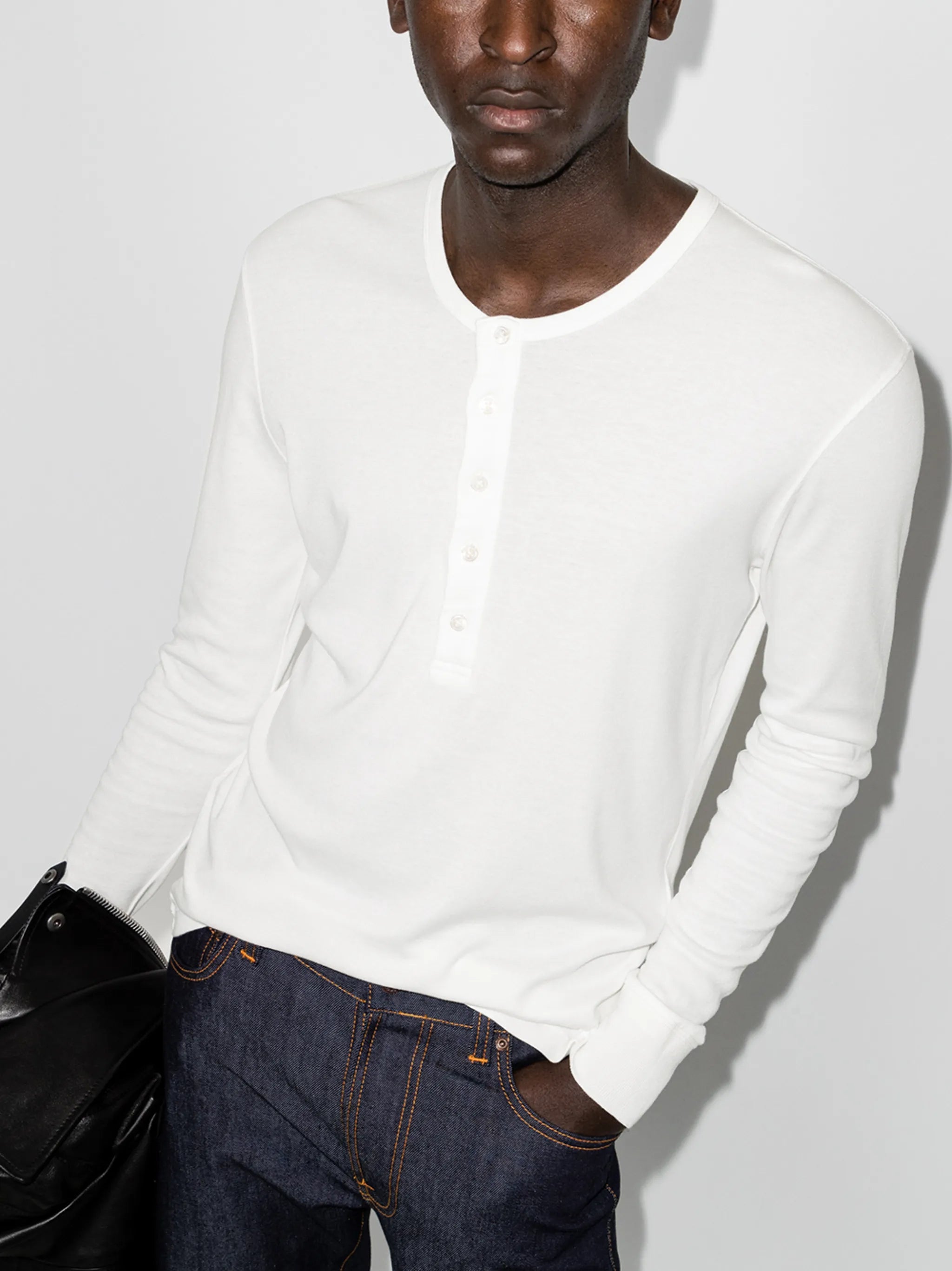 button-detail long-sleeve T-shirt