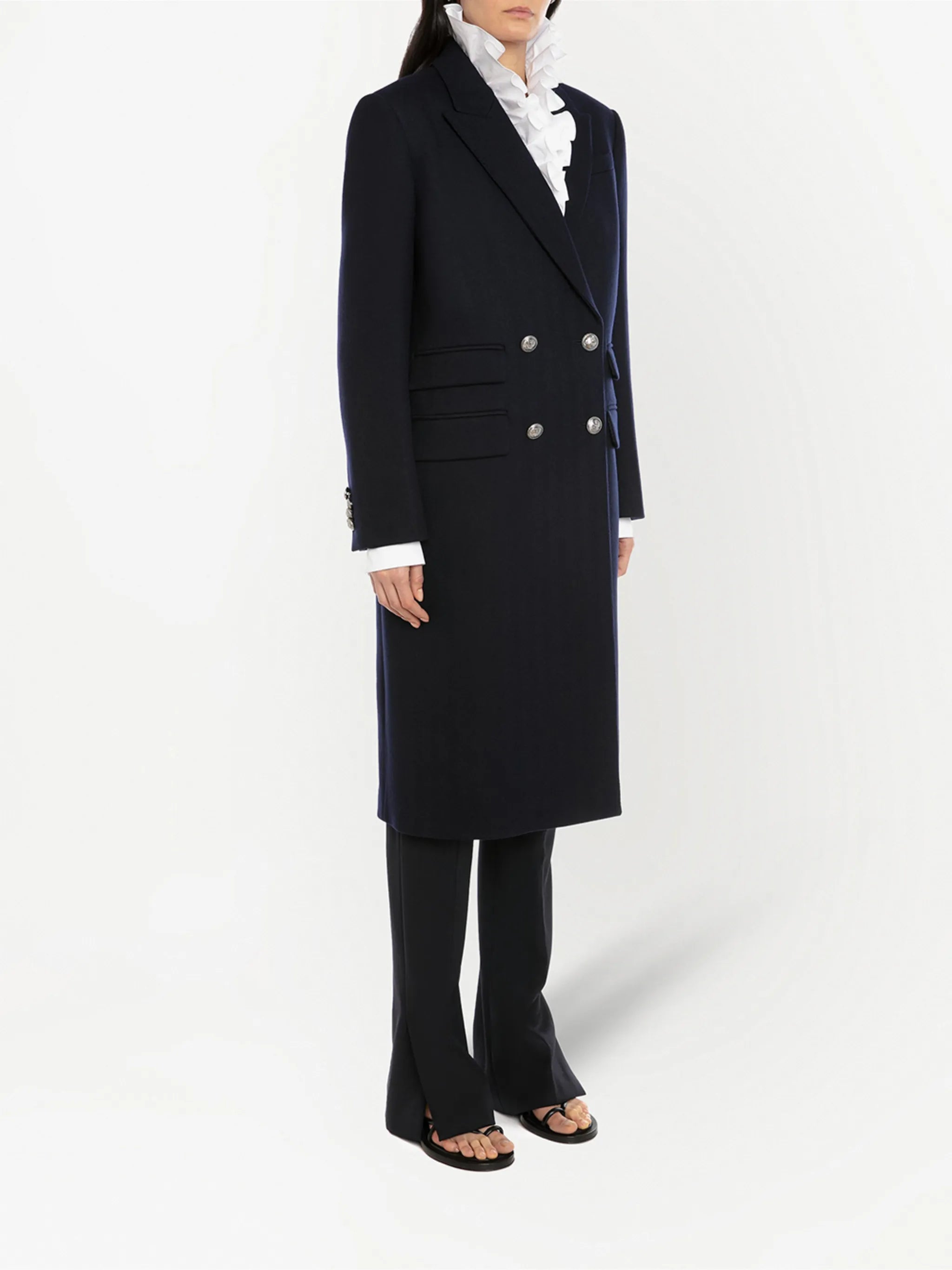 knitted double-breasted coat