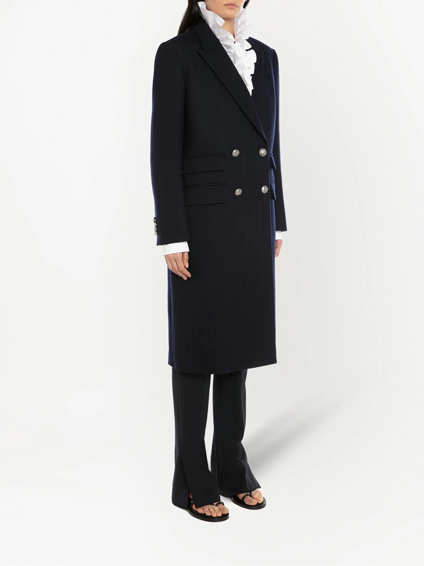 knitted double-breasted coat