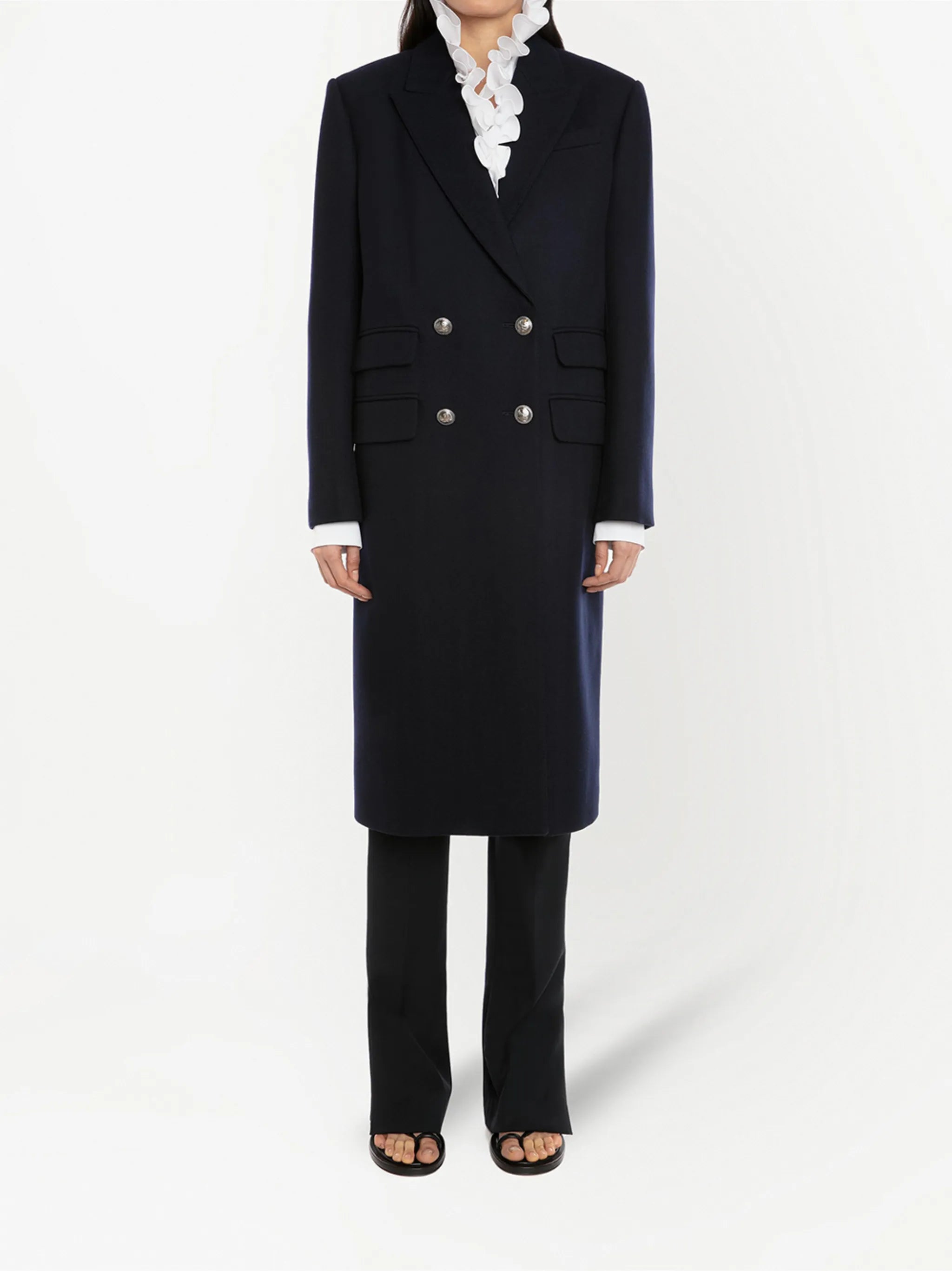 knitted double-breasted coat