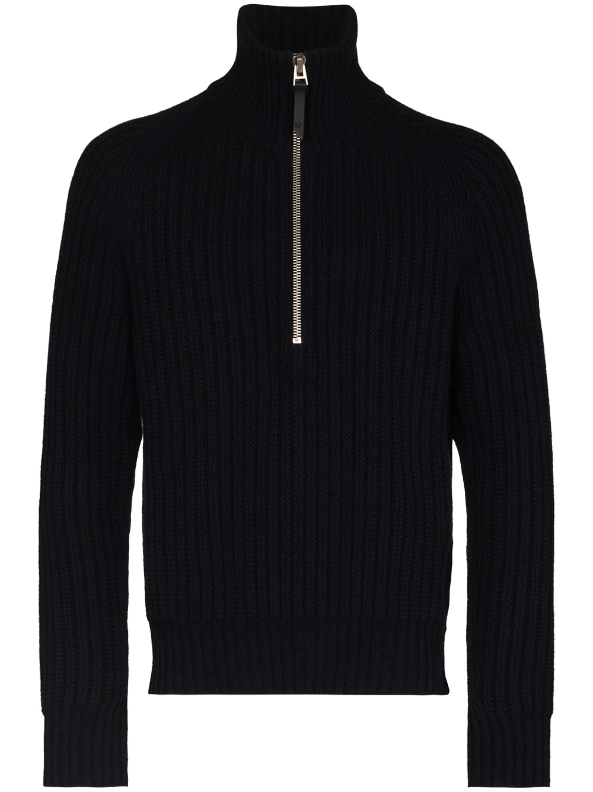 zip-fastening ribbed jumper