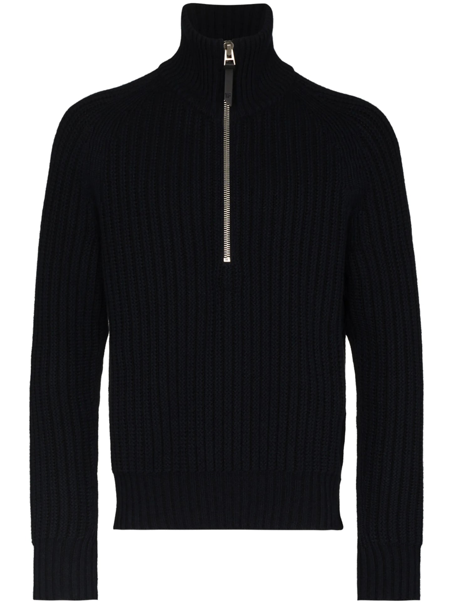 zip-fastening ribbed jumper