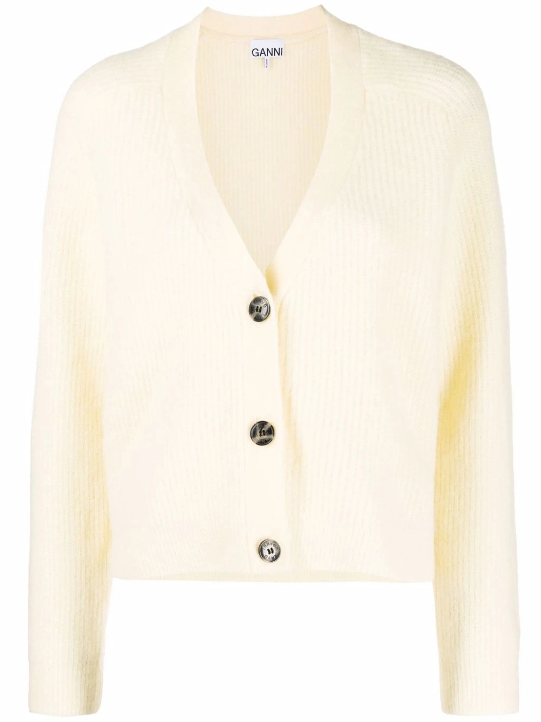 rib-knit button-up cardigan