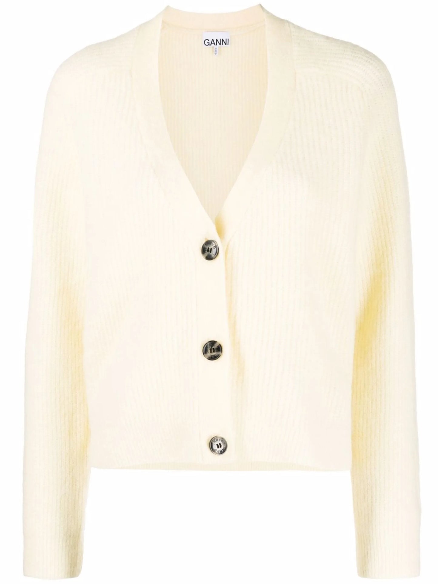 rib-knit button-up cardigan