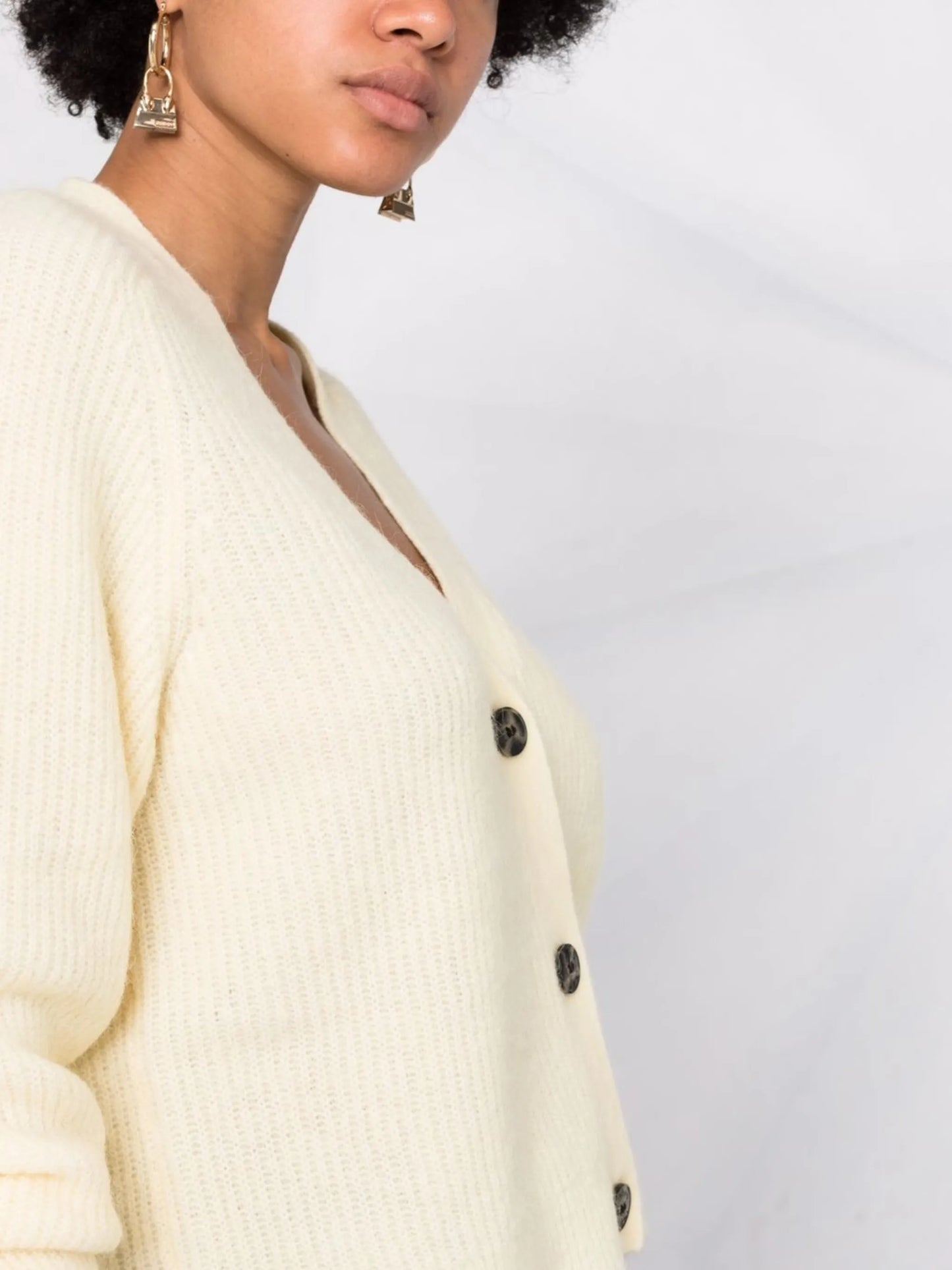 rib-knit button-up cardigan