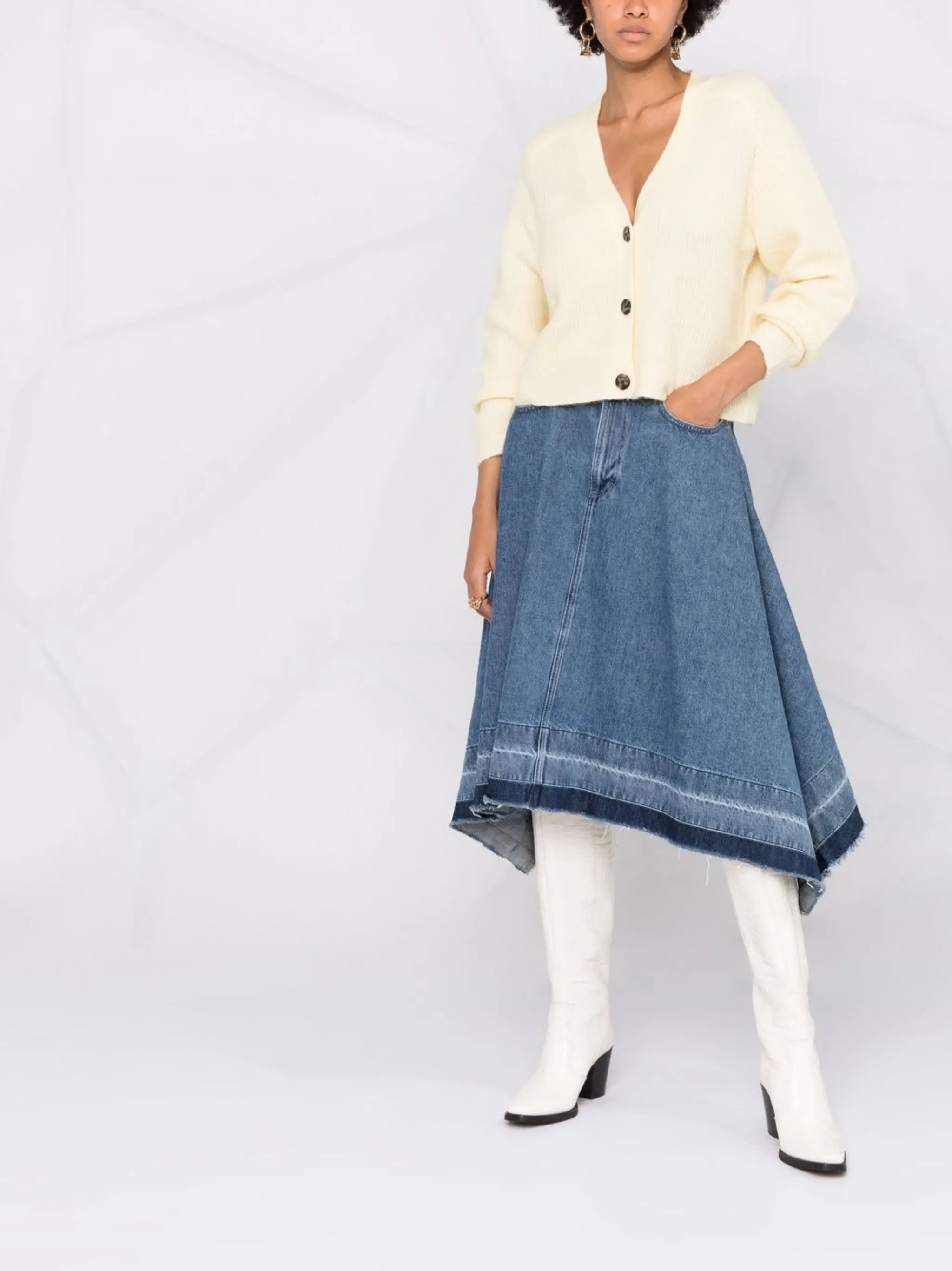rib-knit button-up cardigan