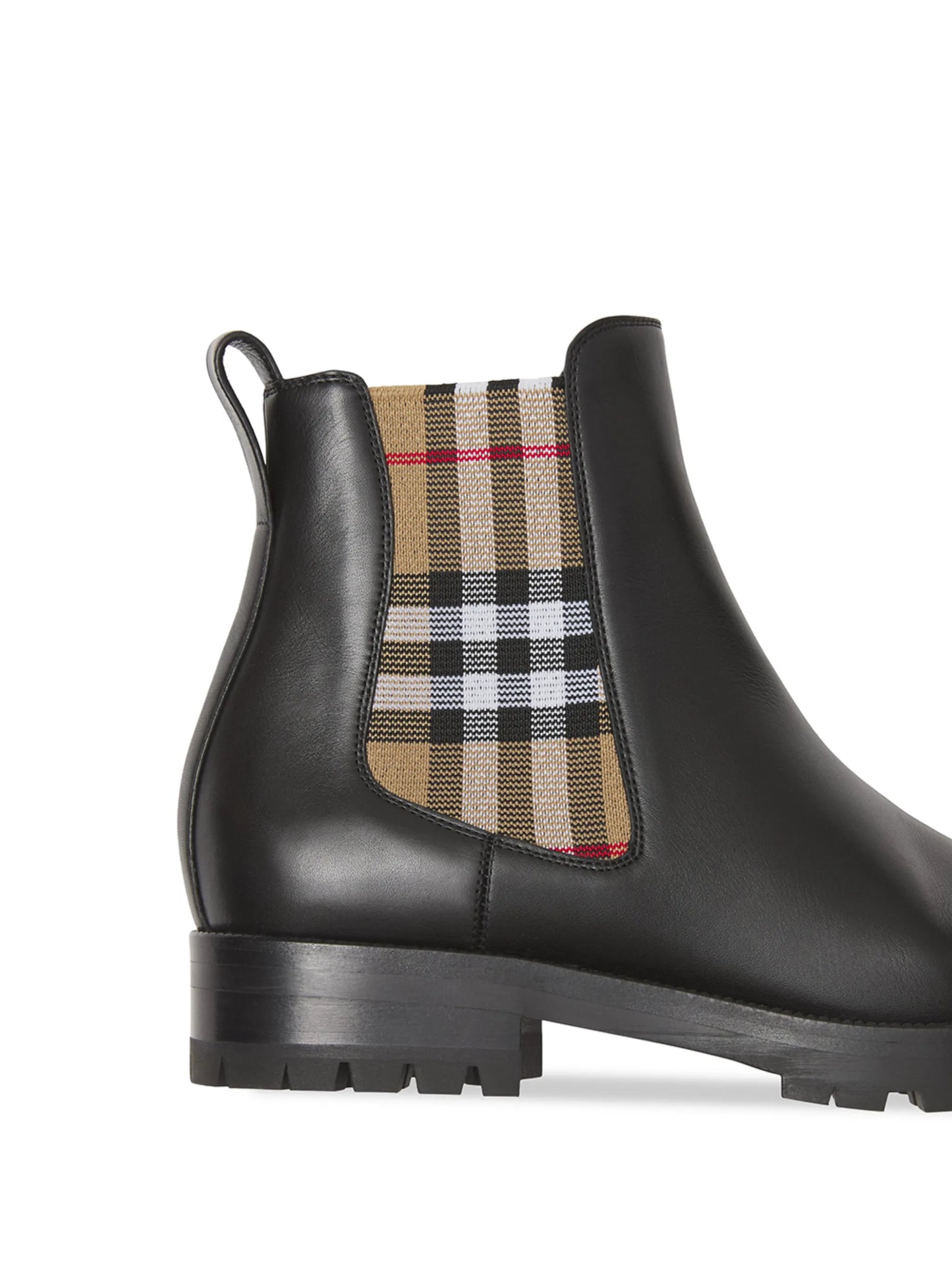 Check panel leather chelsea boots