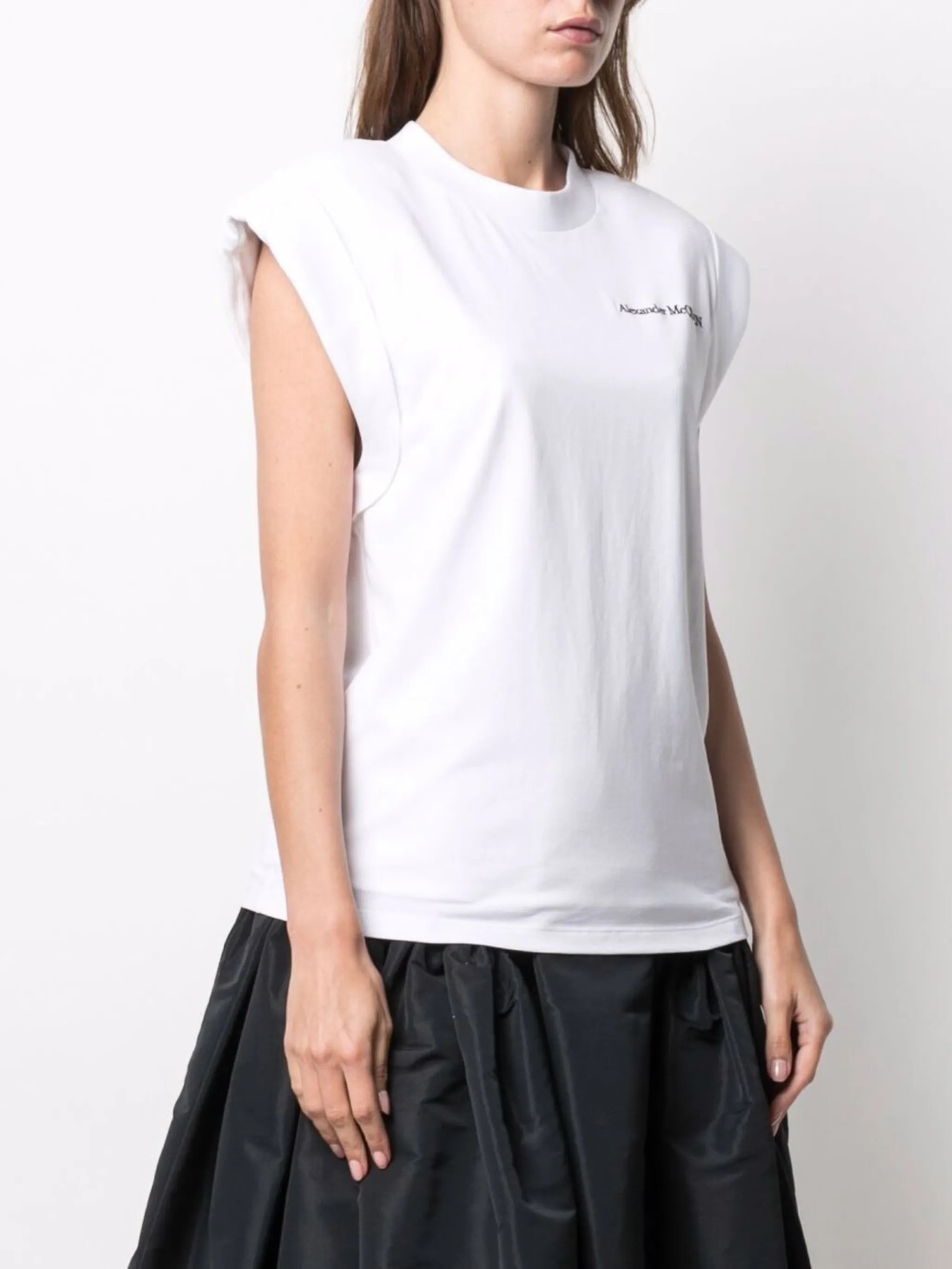 embroidered logo padded T-shirt