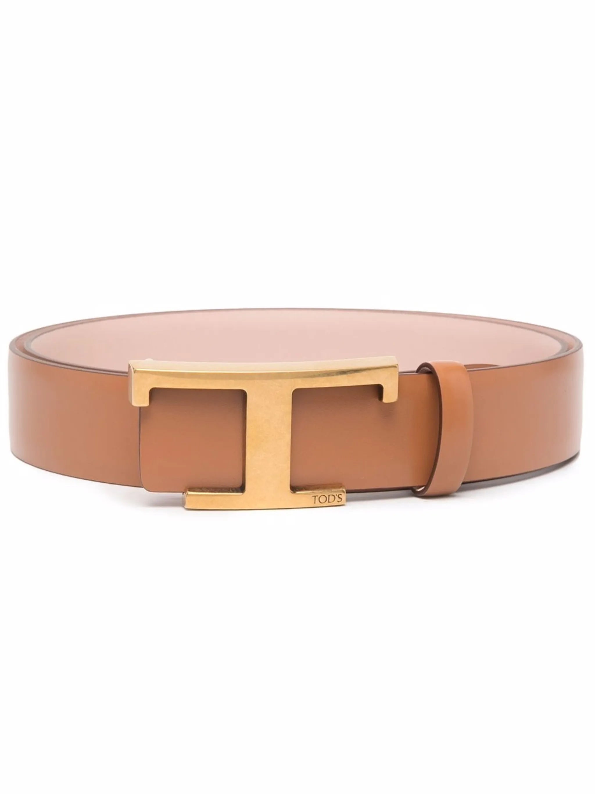logo-buckle leather belt