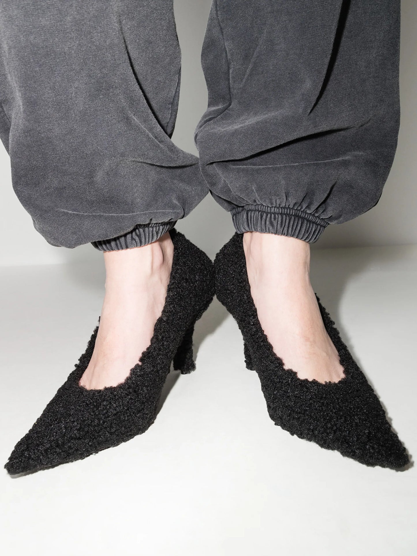 Knife 70mm faux-shearling pumps