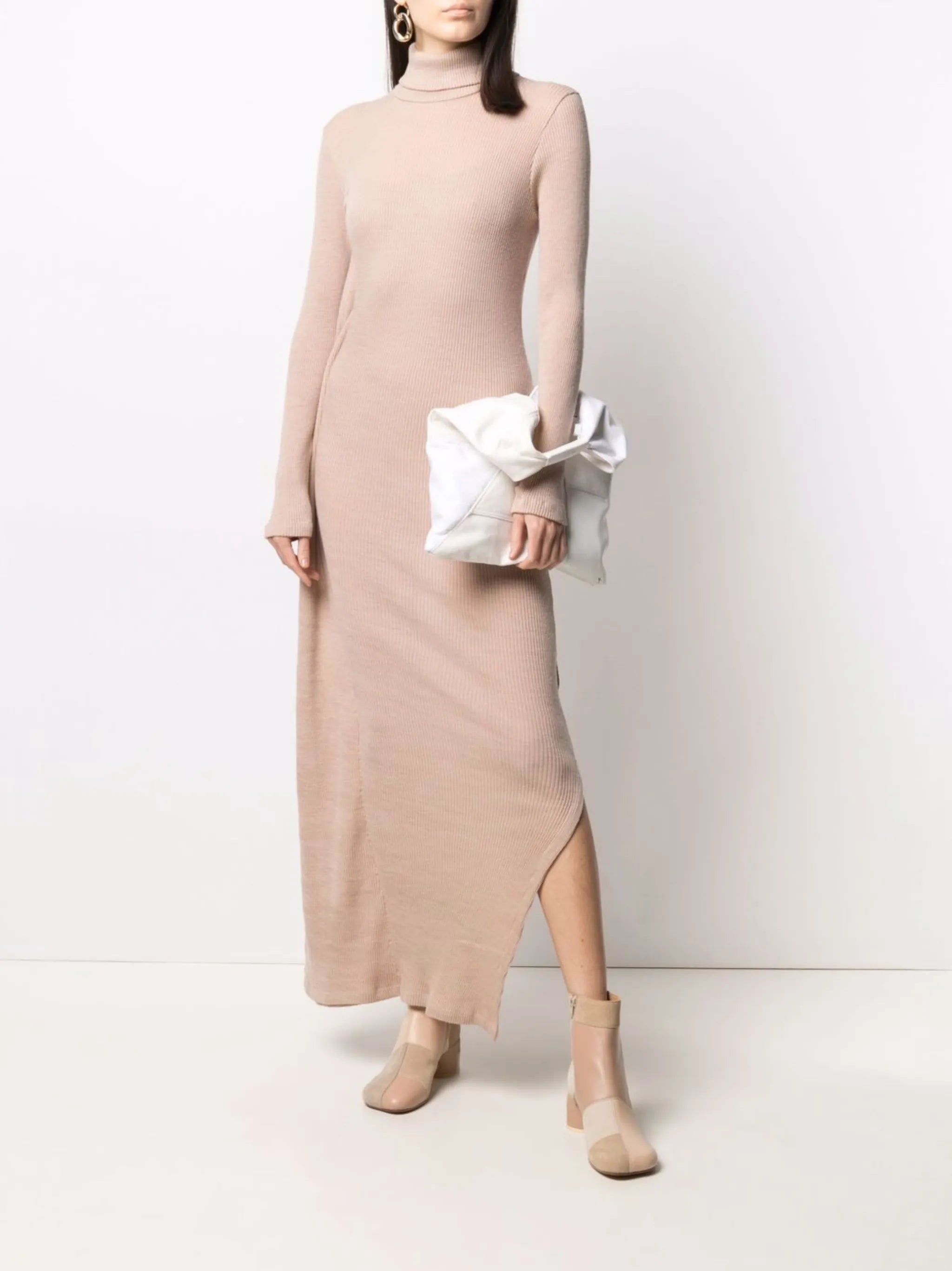 roll neck knitted maxi dress